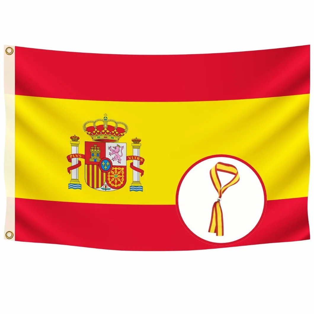 Bandera de España Grande 90x150 cm + Pulsera España | Auténtica Bandera Española para Exterior con 2 Ojales de Latón