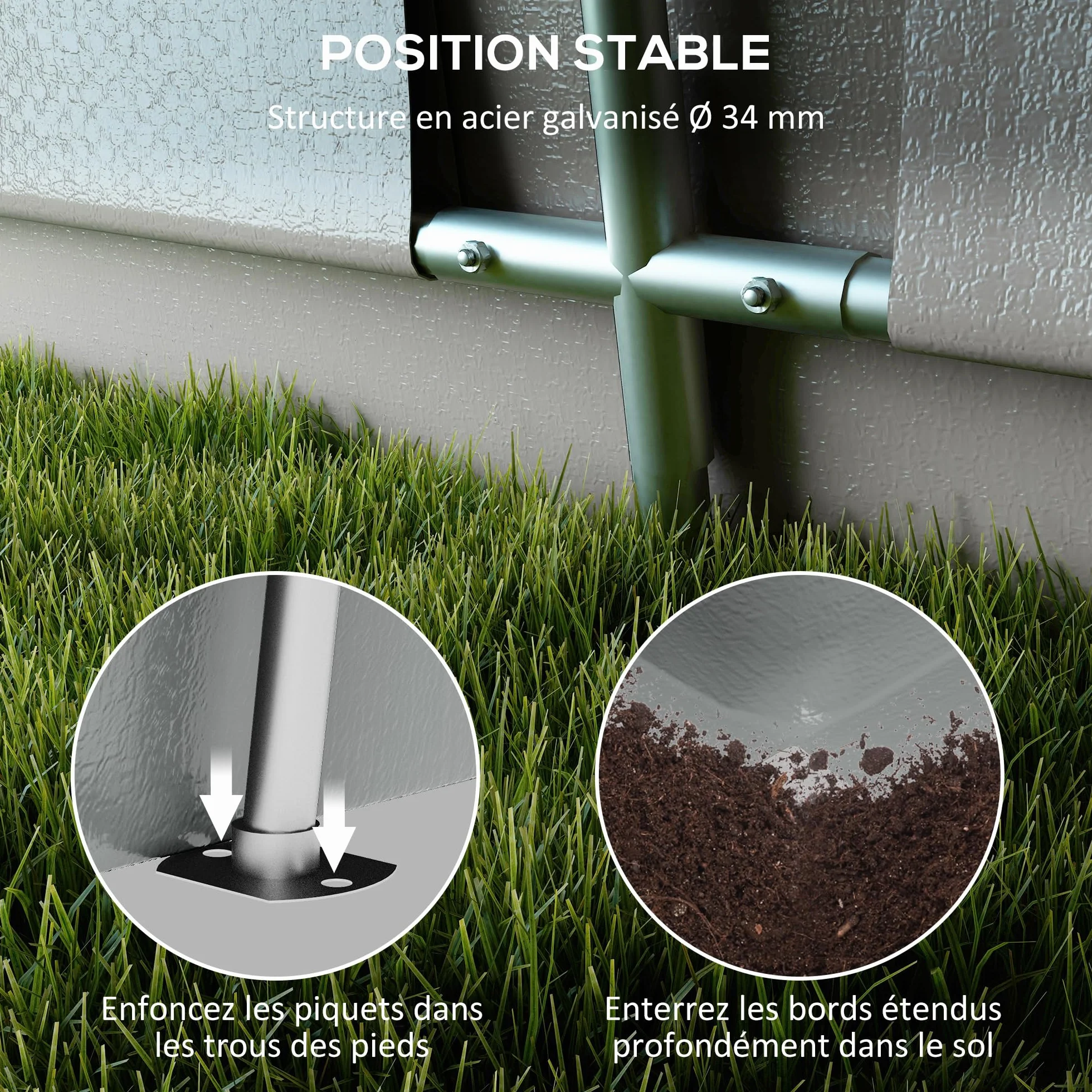 Outsunny Cobertizo portátil independiente 6,2x3,3x2,4 m acero galvanizado PE 150 g/m² impermeable anti-UV