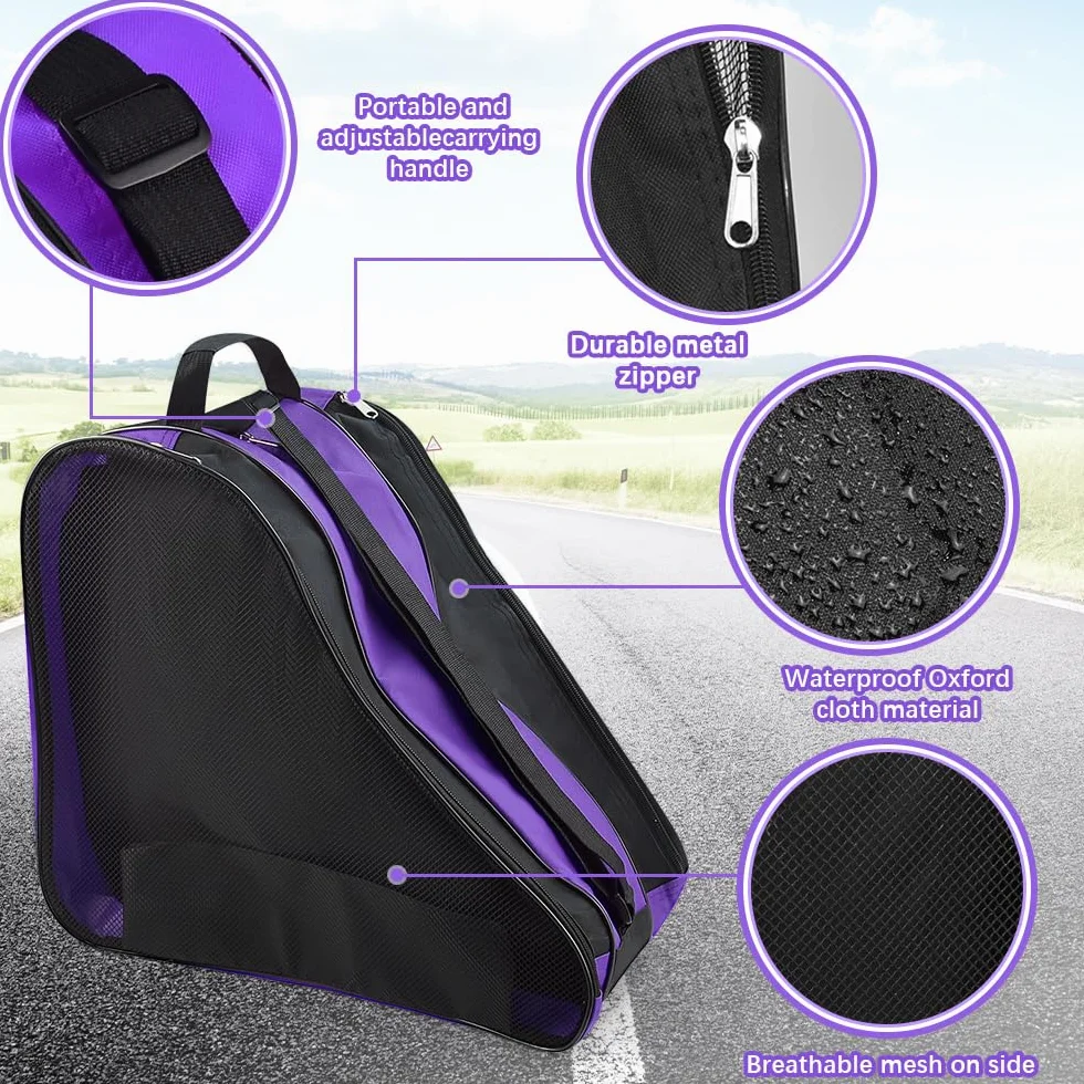 Bolsa para Patines 3 Compartimentos Mochila Patinaje Artistico Patines en Linea