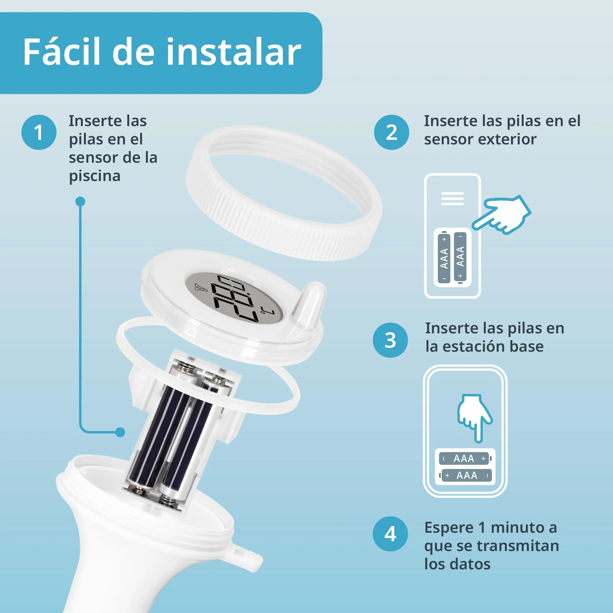 ADE Termómetro digital de piscina flotante con sensor exterior
