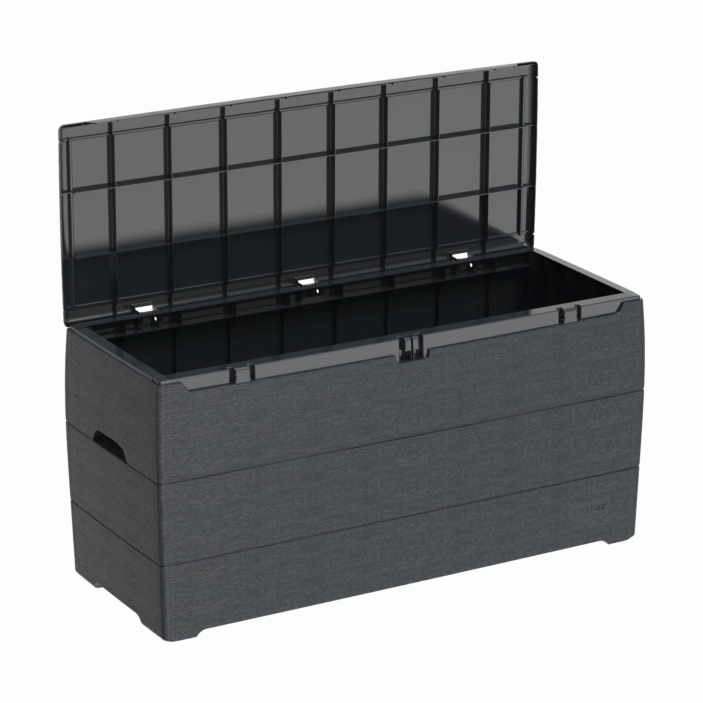 Duramax Durabox Caja de almacenamiento 270 litros 71 galones, organizador de jardín, plástico, gris oscuro