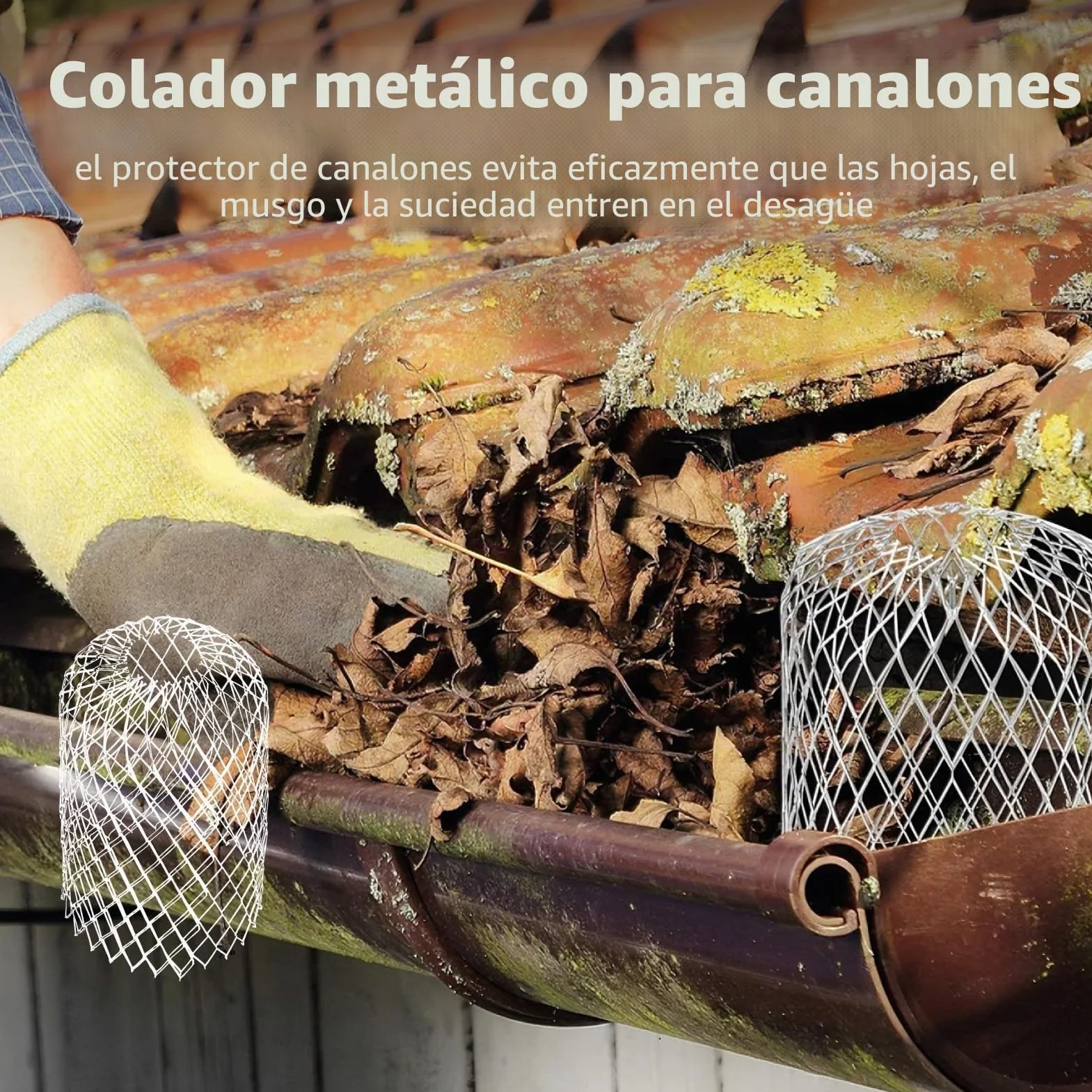 Tamiz de Aluminio para Canalones, Rejilla Protectora Ajustable Aluminio Filtros