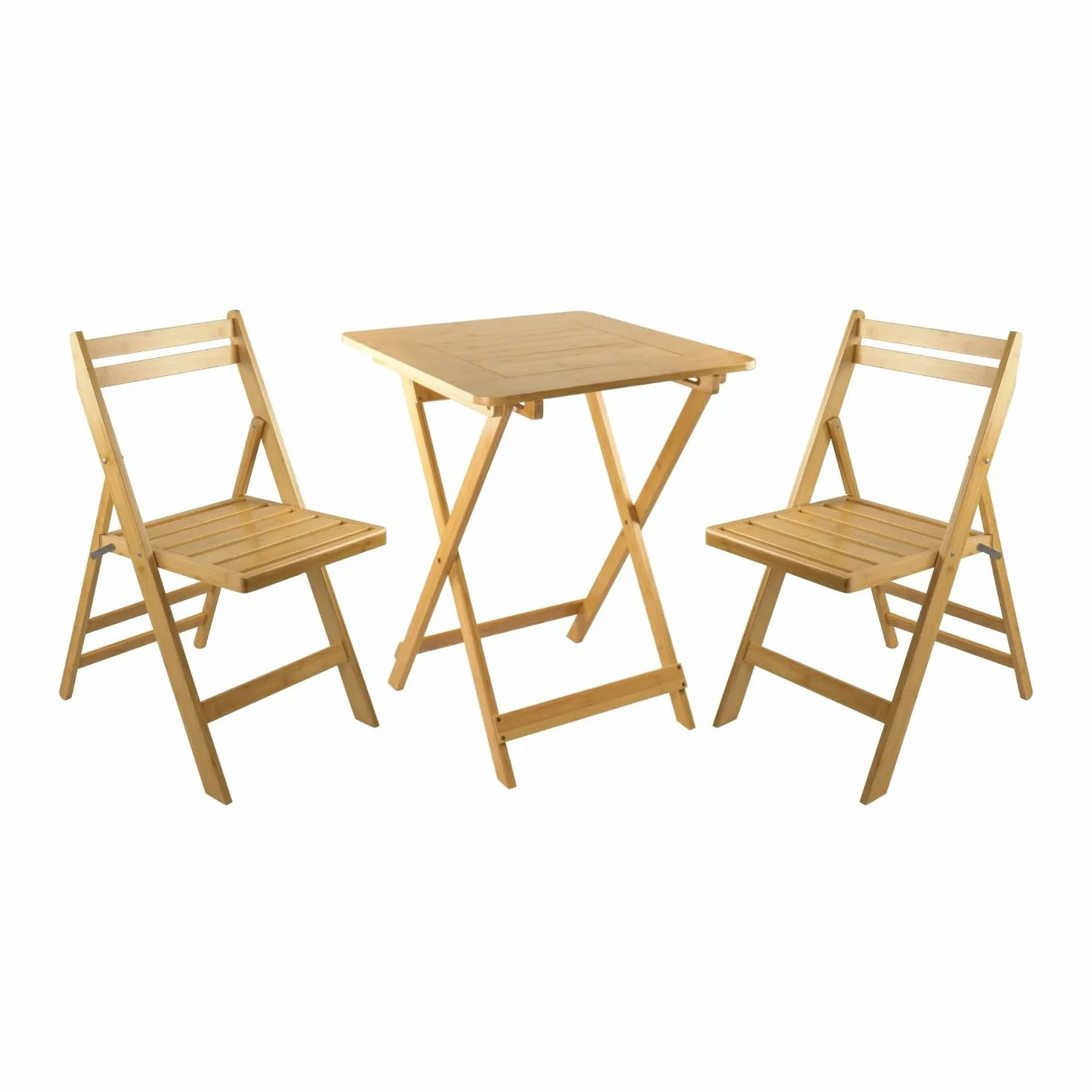 Conjunto de Terraza Plegable Mesa Cuadrada y 2 Sillas Bambú 7H SEVEN HOUSE