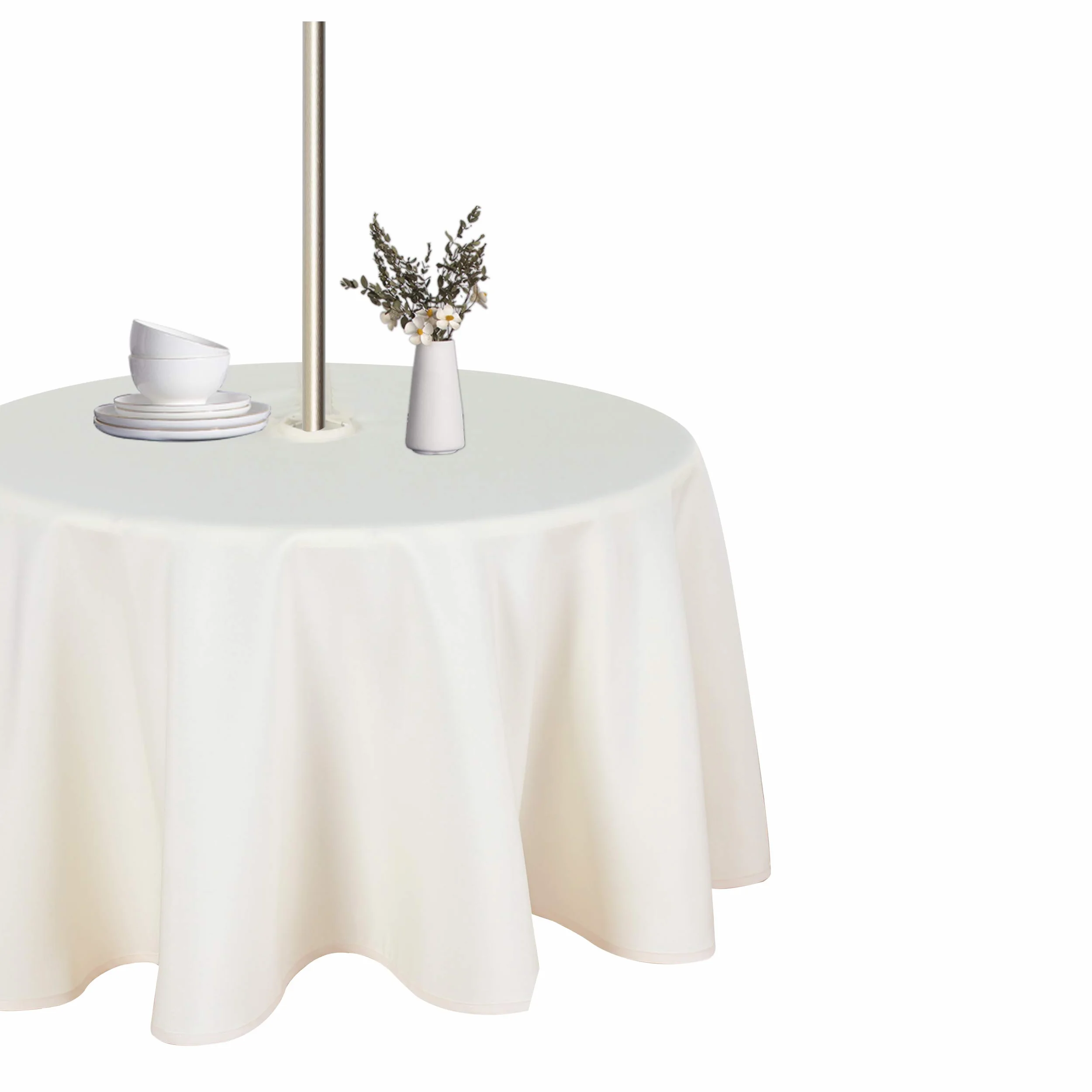 LUSHVIDA Mantel Impermeable Lavable Antiarrugas 152,4 cm Beige Exterior