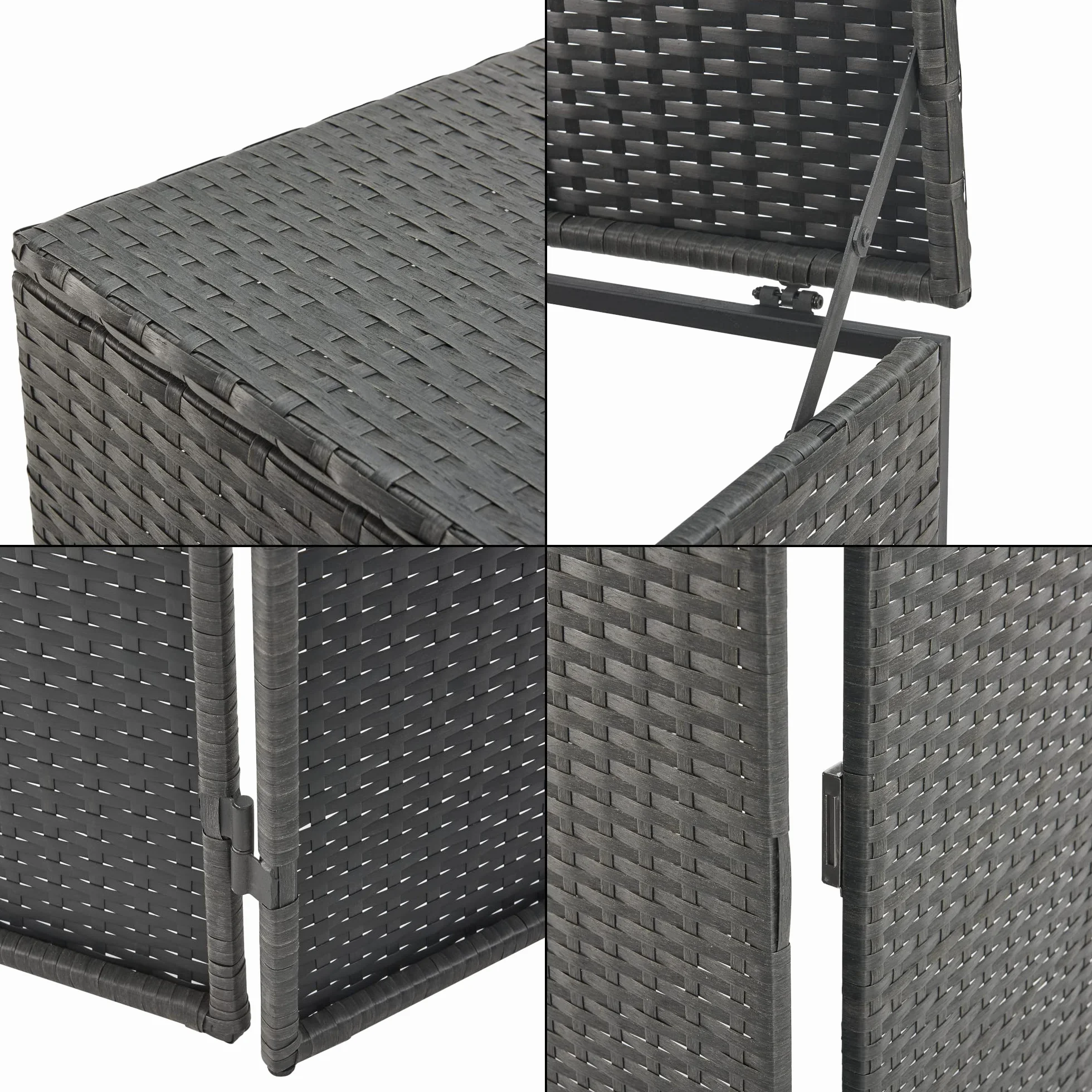 Cobertizo para Contenedor de Basura 240 L Caseta con Cierre Magnético Resistente a la Intemperie Acero Polyrattan Gris