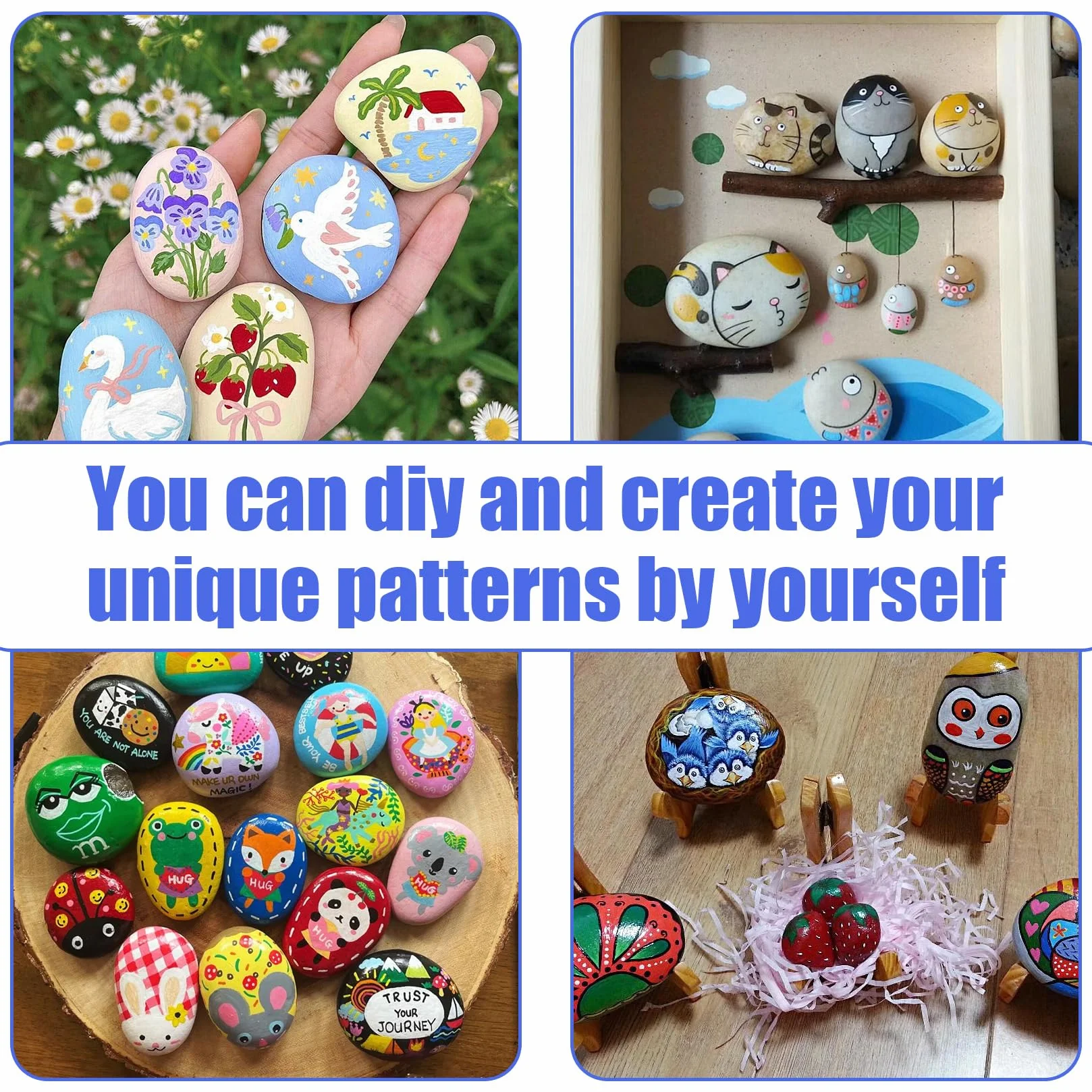 Piedras para Pintar 50 Pcs, Guijarros Planos 1-3 cm, Rocas de Río Decorativas Naturales Lisas para Manualidades