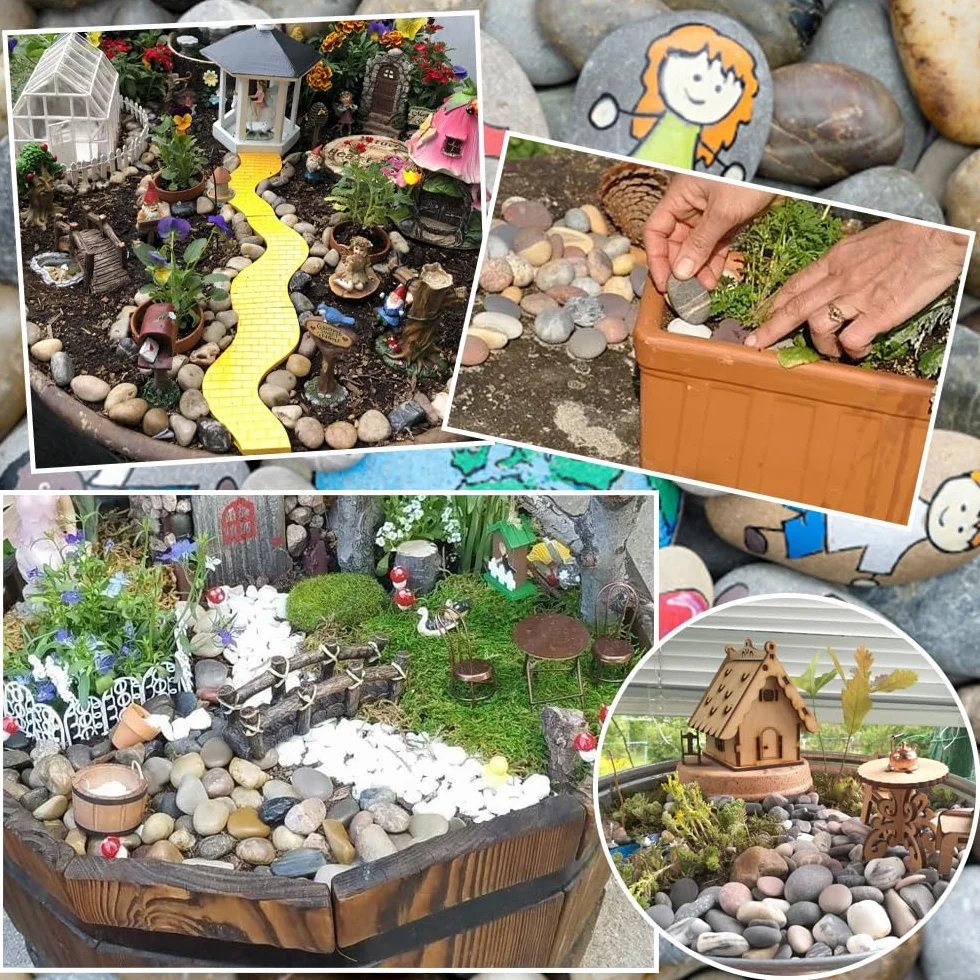 Piedras para Pintar de Roca, 50 Piezas, 1-3cm y 3-5cm, Guijarros de Playa, Manualidades, Decoración de Jardín