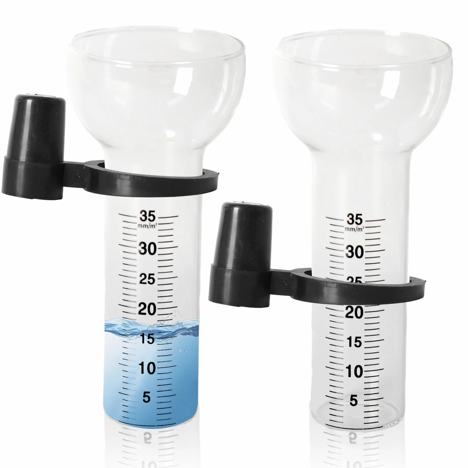 Pluviómetros 2 Piezas, Pluviómetro de 35 mm, Vidrio de Repuesto con Soporte, Resistente a Heladas para Exteriores
