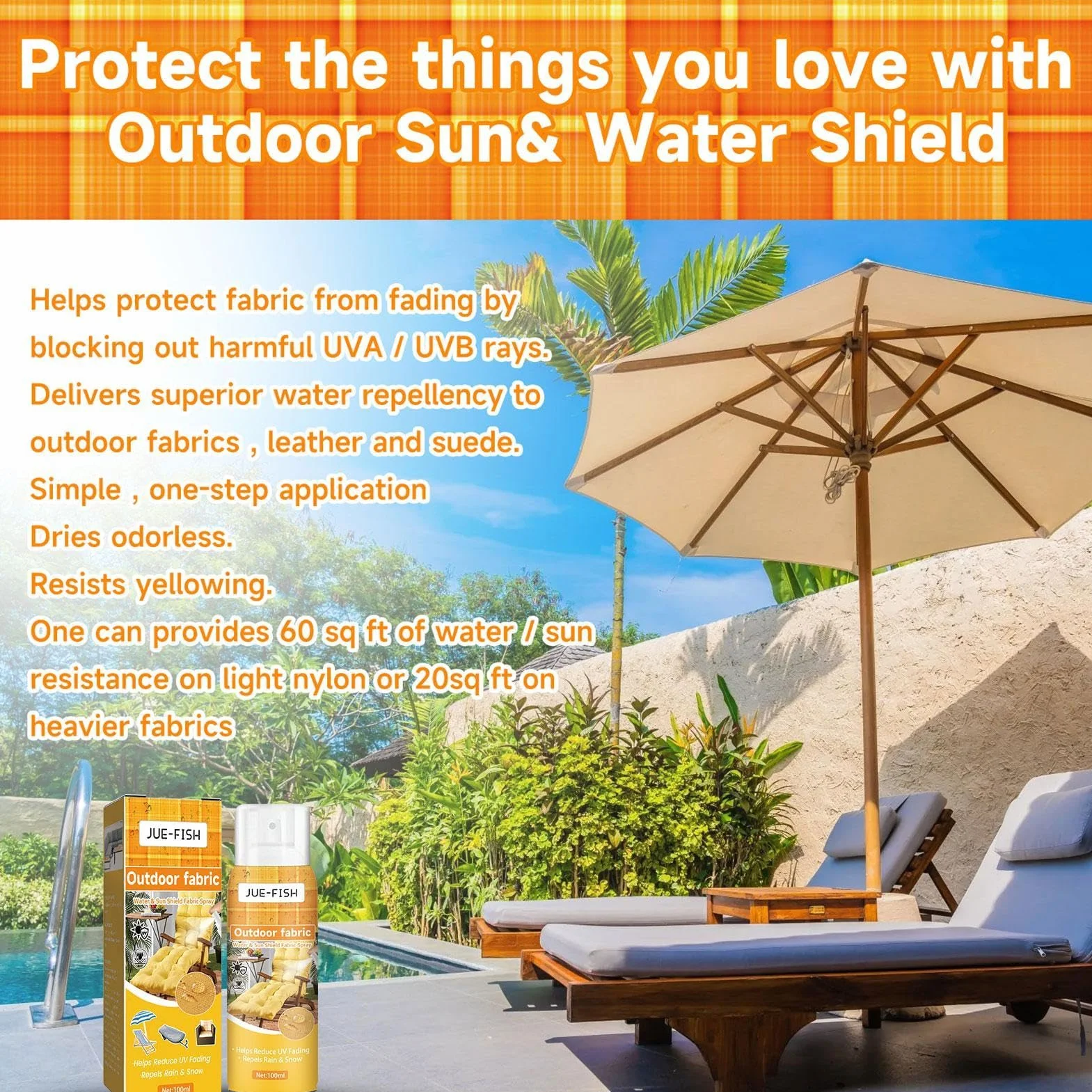 EviKoo Protector de muebles para tapicería 100 ml protección UV spray de tela para exteriores