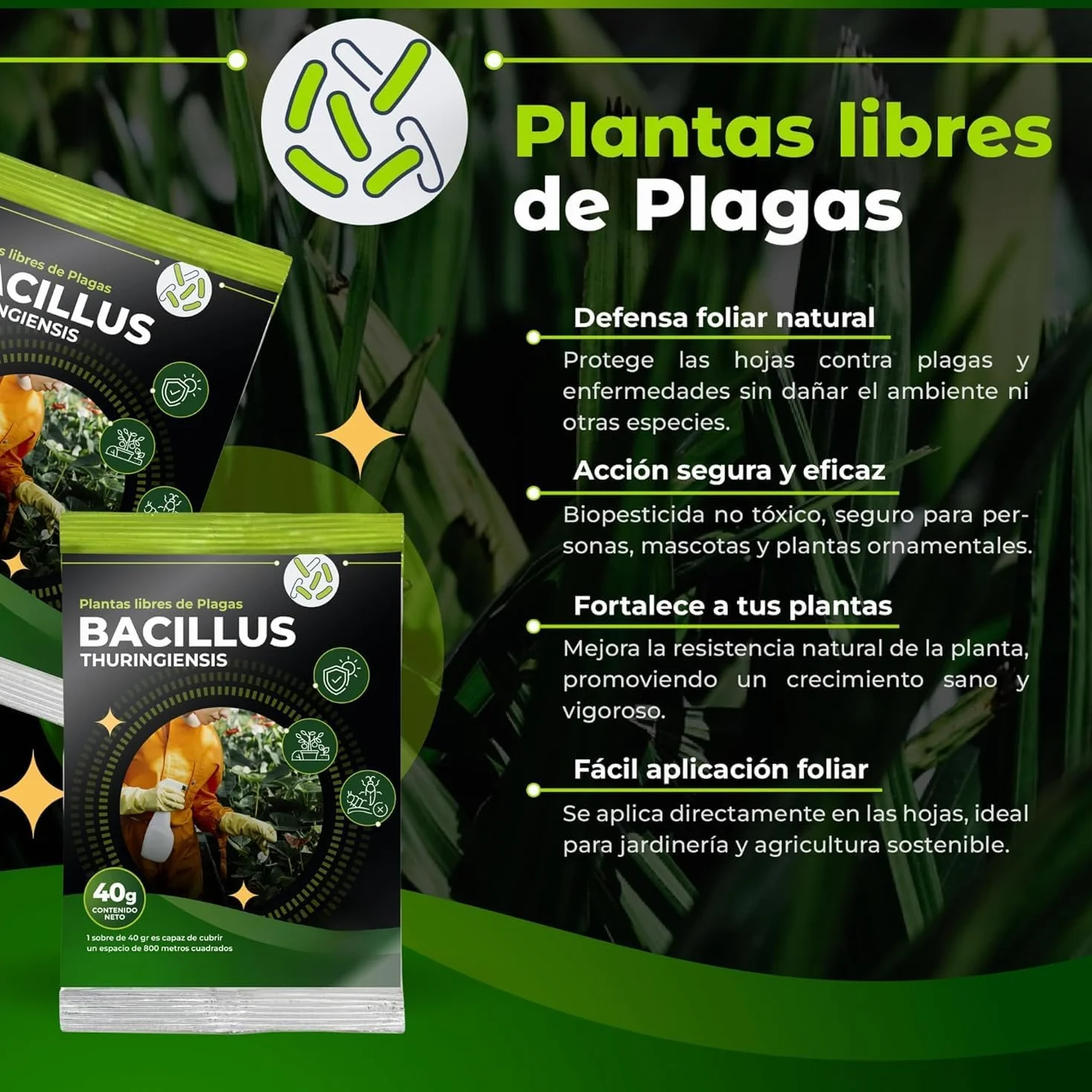 TRABE Bacillus Thuringiensis 40g Ecológico Protección contra Orugas