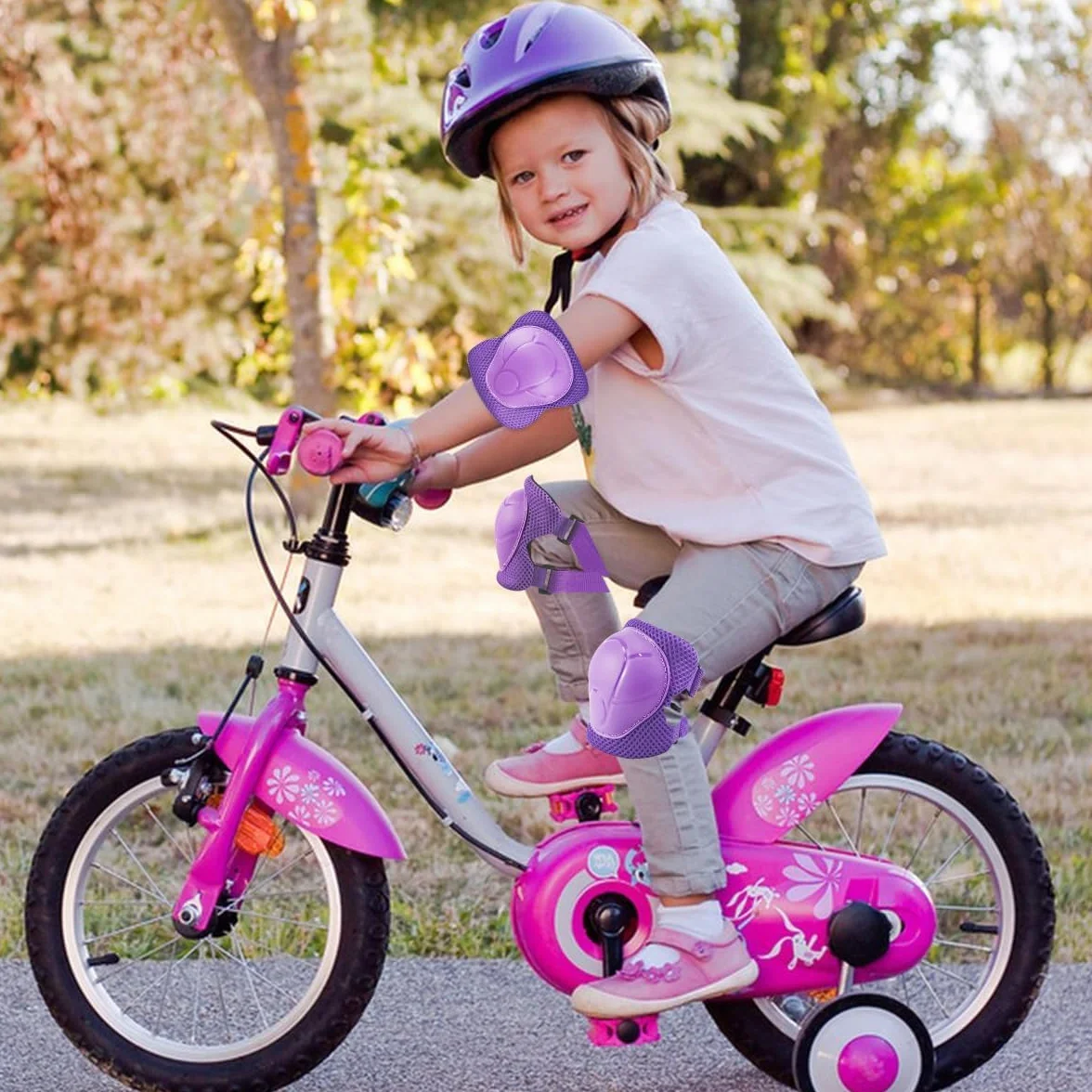 Juego de Protecciones Skate Niño 6 Piezas Rodilleras Muñequeras Coderas para Bicicleta Patinaje