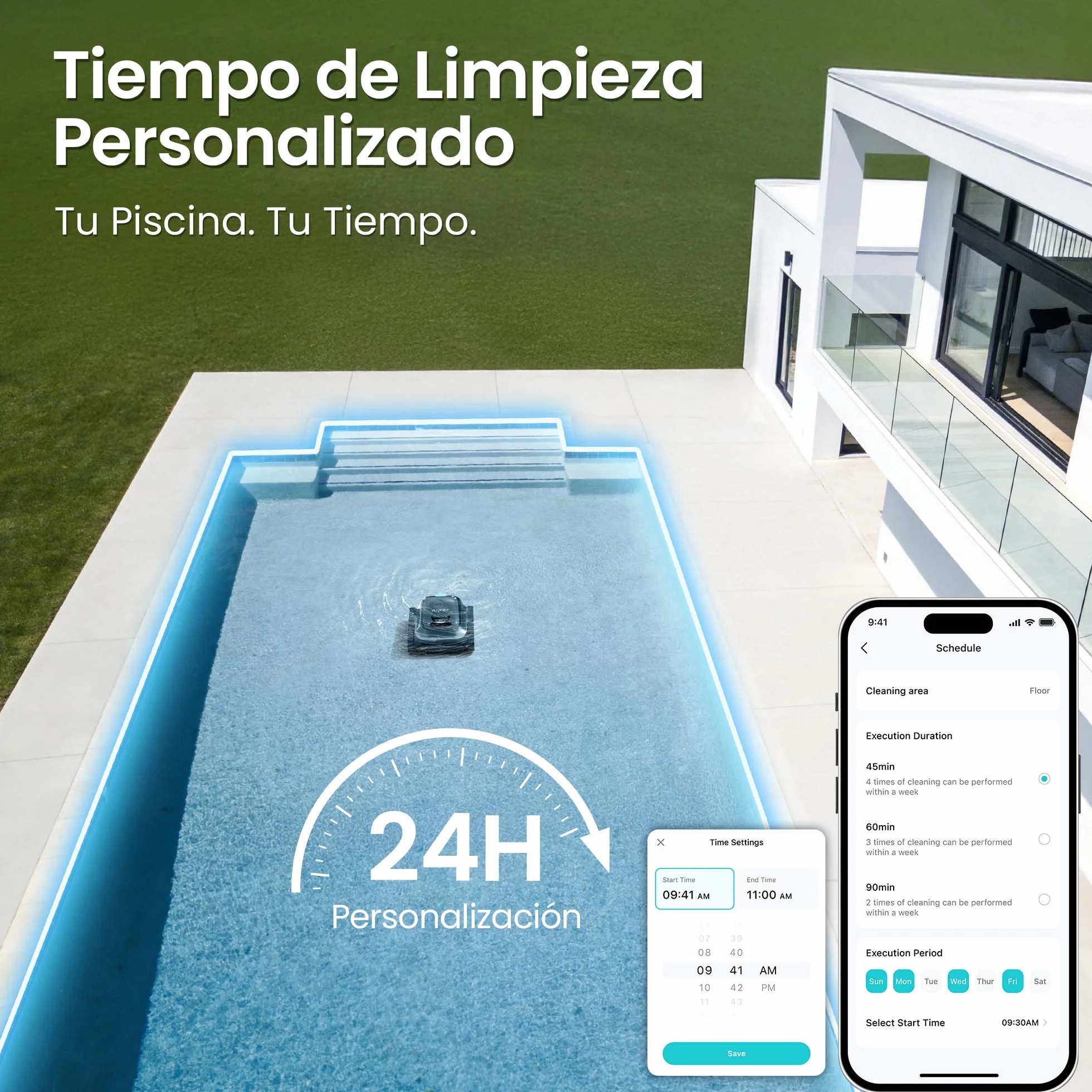Aiper Scuba S1 Robot Piscina, 270 Min Autonomía, Limpieza Fondo/Paredes/Línea Agua, Navegación Inteligente 11 Sensores, Control App