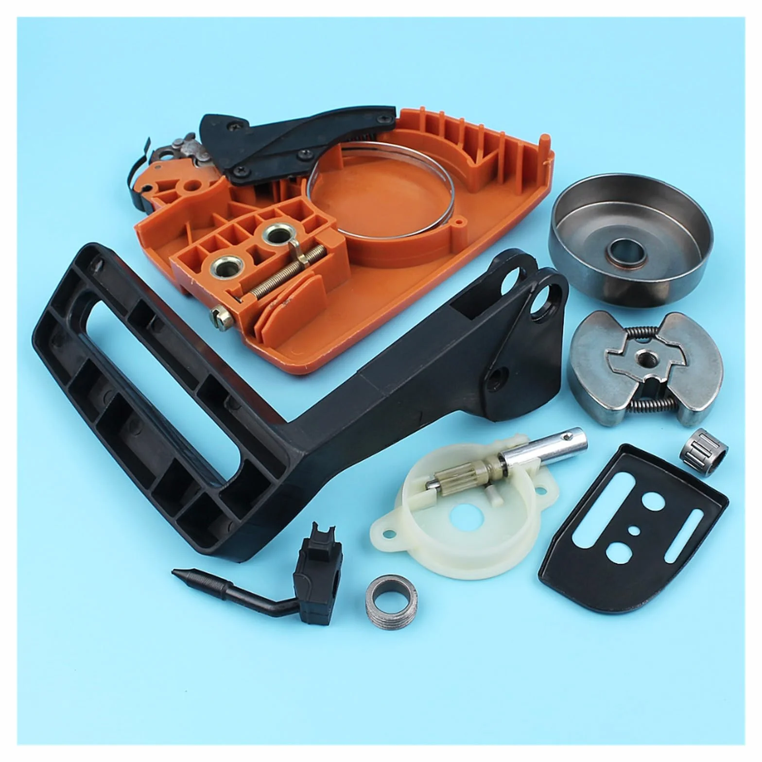 Cubierta de piñón freno cadena, Kit bomba aceite tambor embrague for Husqvarna 136 137 141 142, protector mango motosierra, placa barra engranaje helicoidal