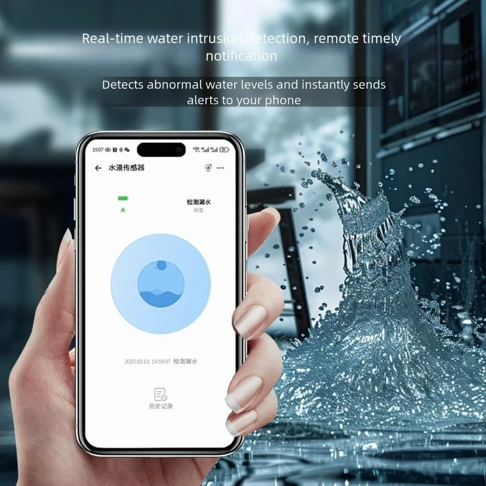 Sensor de lluvia inalámbrico Zigbee Tuya Life, detector de fugas de agua IP66, impermeable protección UV