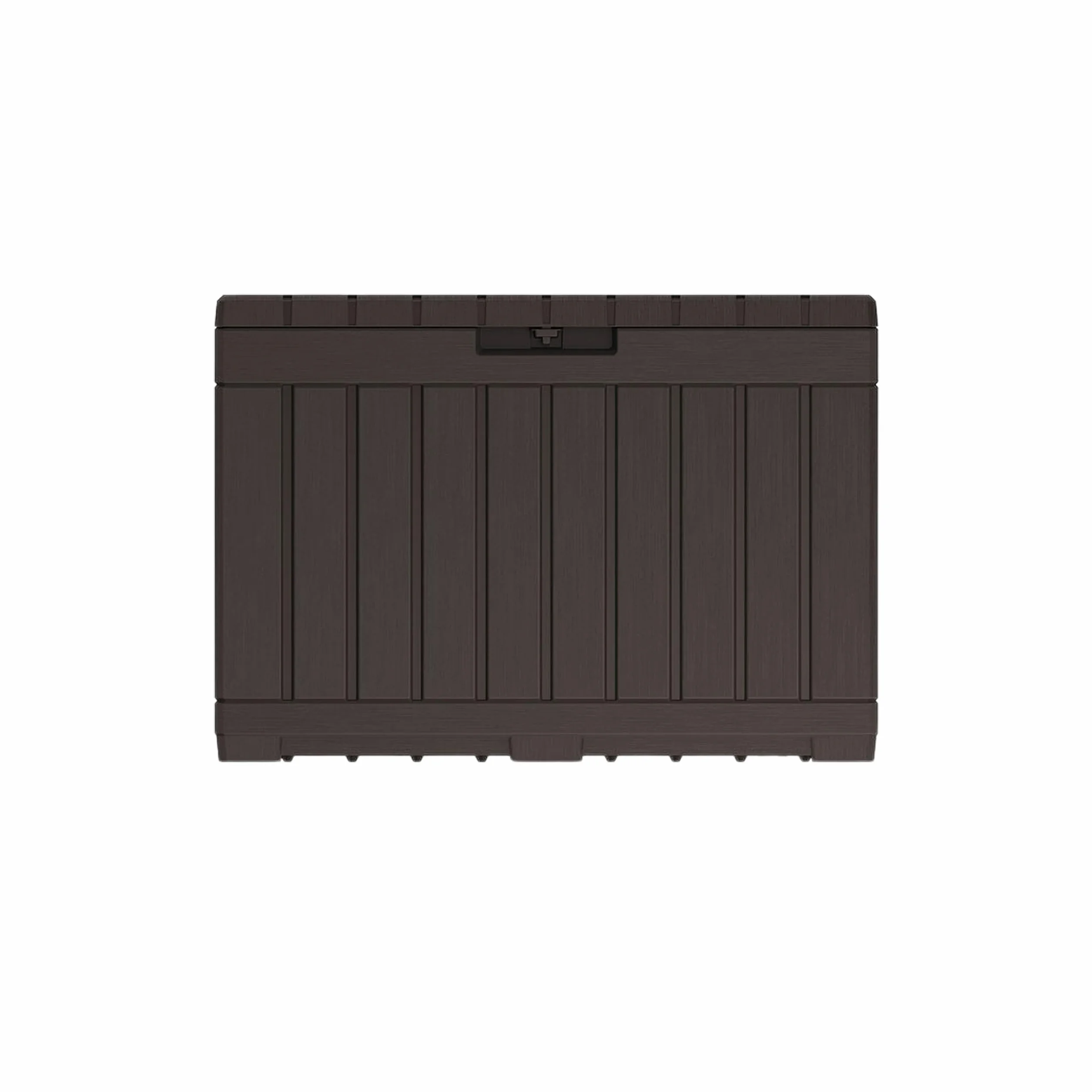 Keter KENTWOOD Baúl de jardín 190 l marrón resistente intemperie efecto madera asiento UV cerradura