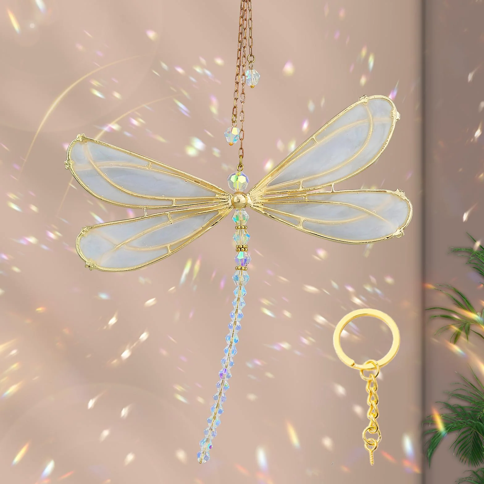 Suncatcher Fensterdeko Kristall Glas Prisma Rainbow Sonnenfänger Libélula Metall