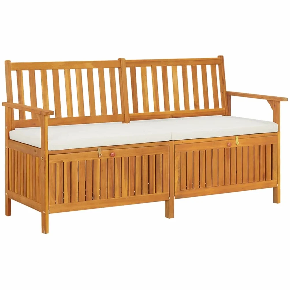 vidaXL Banco de Almacenaje con Cojín Otomana Baúl Madera Maciza Acacia 148 cm