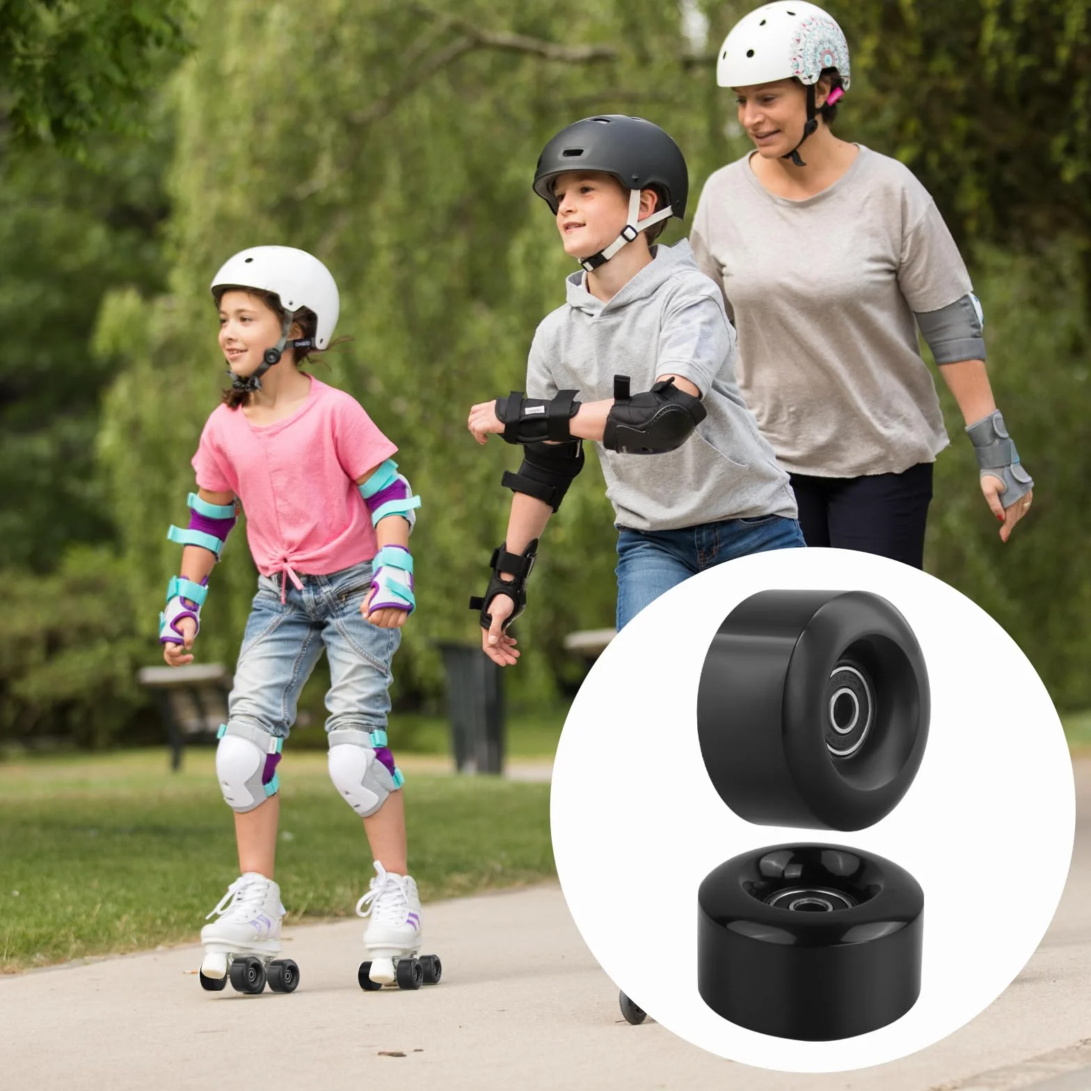 Ruedas Patines Antideslizantes 58x39mm PU Rodamientos Doble Fila para Patinaje Interior Exterior