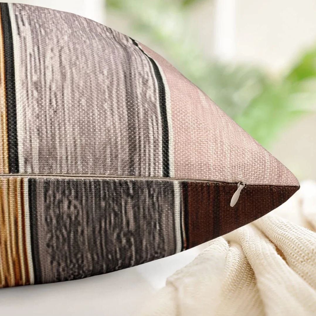 Fundas de Almohada 45x45 Exterior Impermeable Poliéster Marrón Gris Textura Madera Juego de 2
