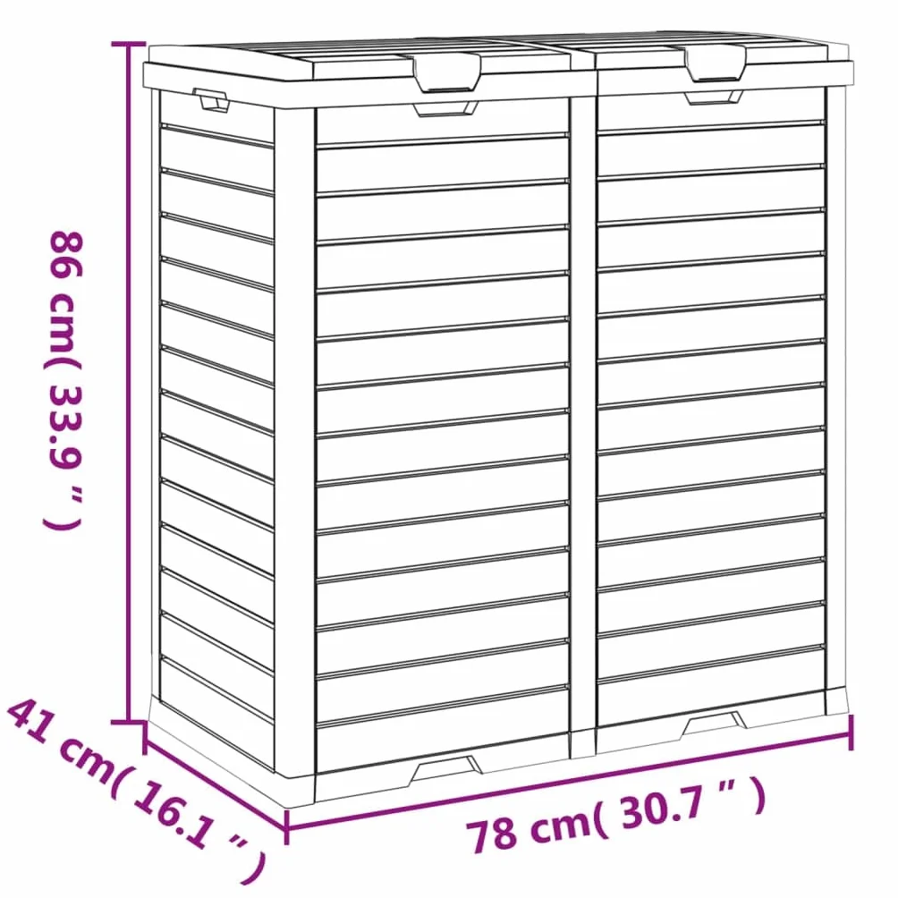Cobertizo para Cubo de Basura PP 78 x 41 x 86 cm para 2 Contenedores Exterior Marrón Claro