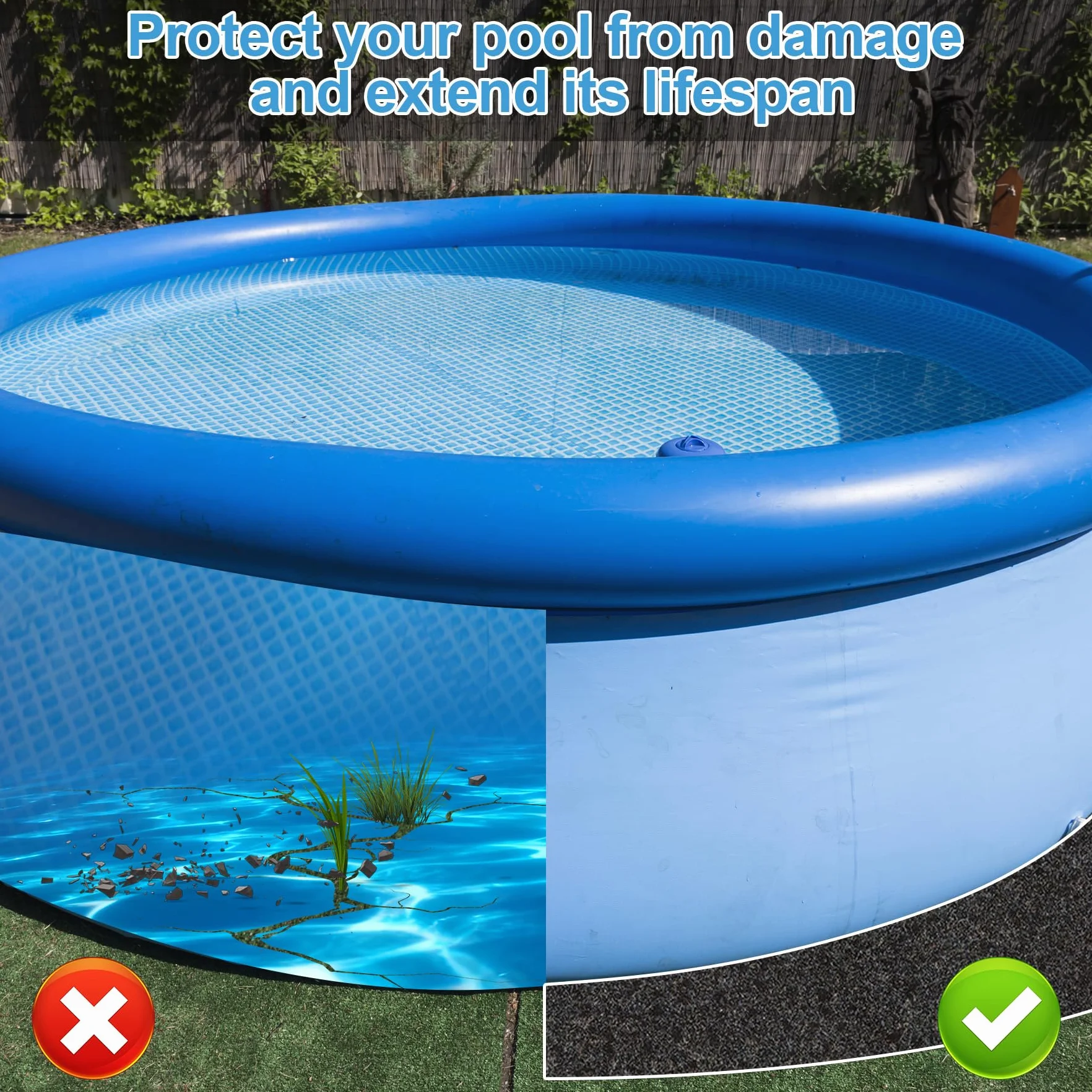 VEEKAY Base de Piscina 4m Redonda Geotextil 200g/m² Antideslizante