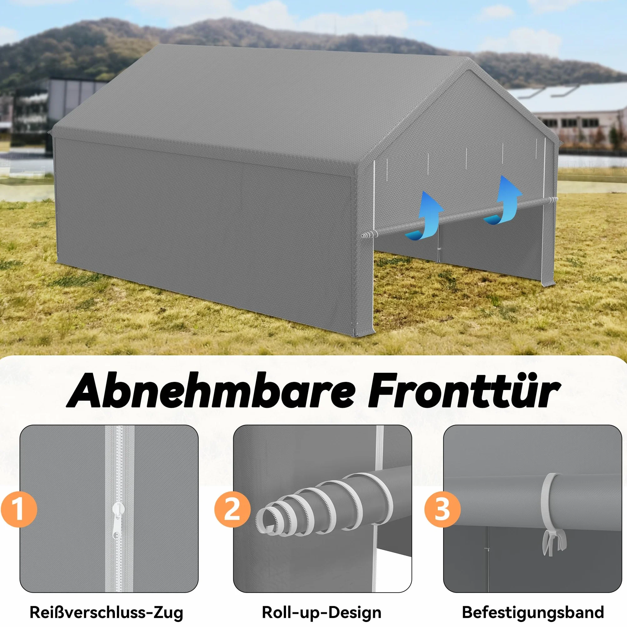 XMTECH Tienda de campaña para garaje 4x6 m resistente UV con puertas refugio para coche SUV