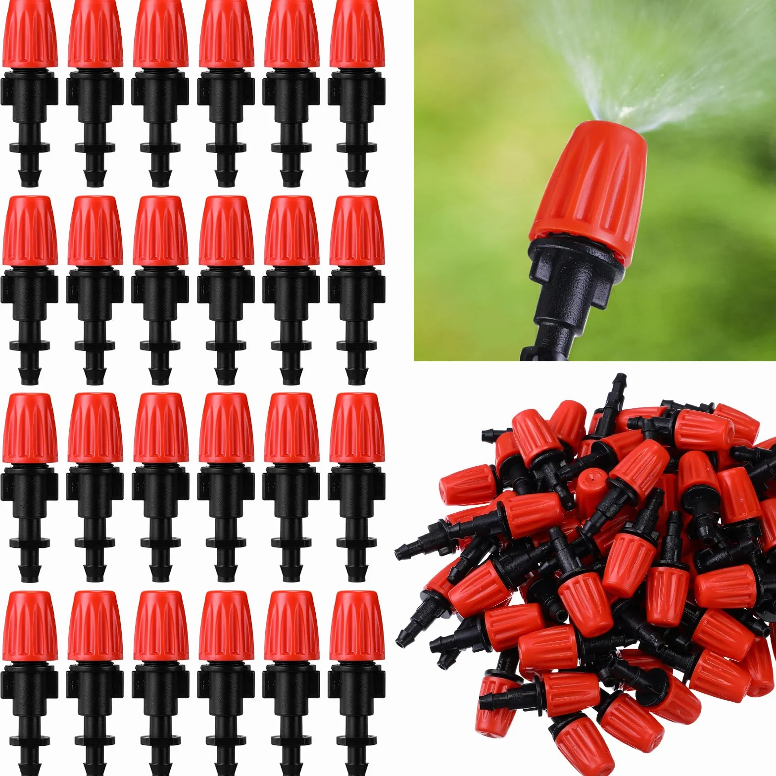 80 emisores de riego por aspersión ajustables de 1/4 de pulgada, boquillas de riego para jardín, riego agrícola, patio, sistema de riego (desmontable)