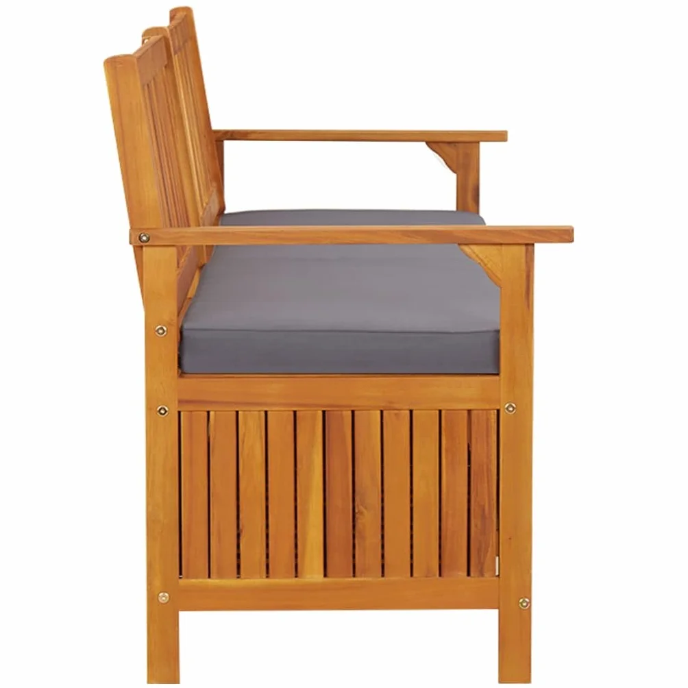 vidaXL Banco de Almacenaje con Cojín Madera Maciza de Acacia 170 cm
