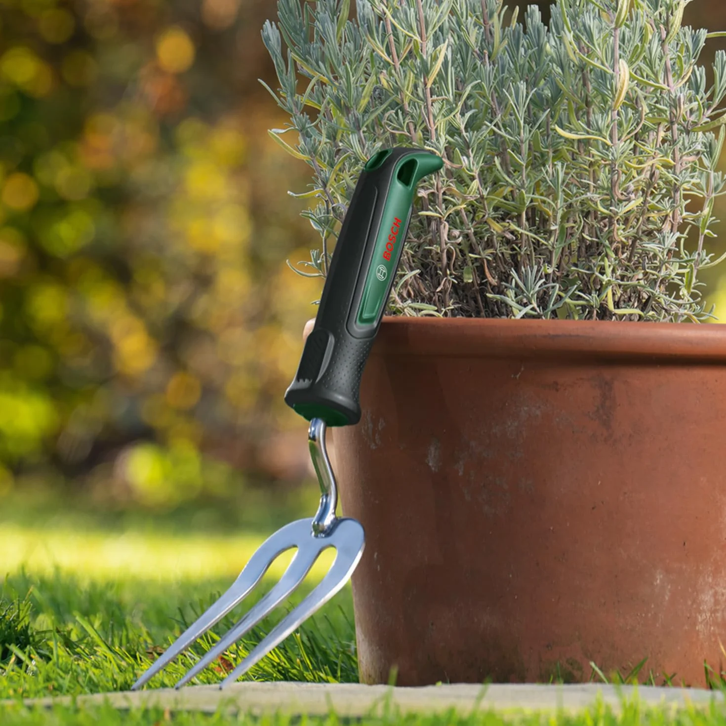 Bosch horquilla manual jardín acero inoxidable mango engomado