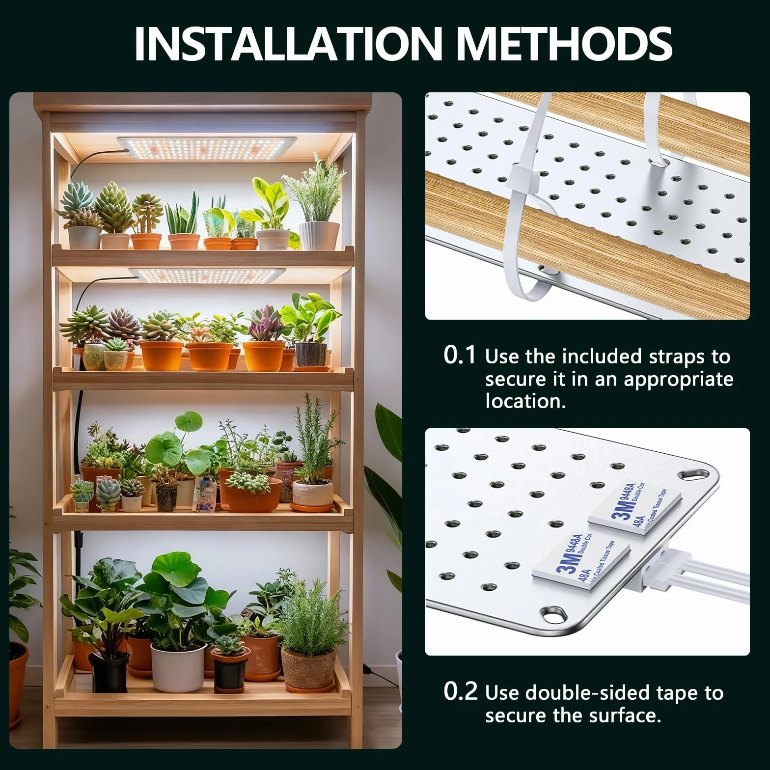 COKOLILA Lámparas LED de Crecimiento para Plantas Interior, 768 LEDs Espectro Completo con Temporizador 4/8/12/16/20h, Panel Cultivo