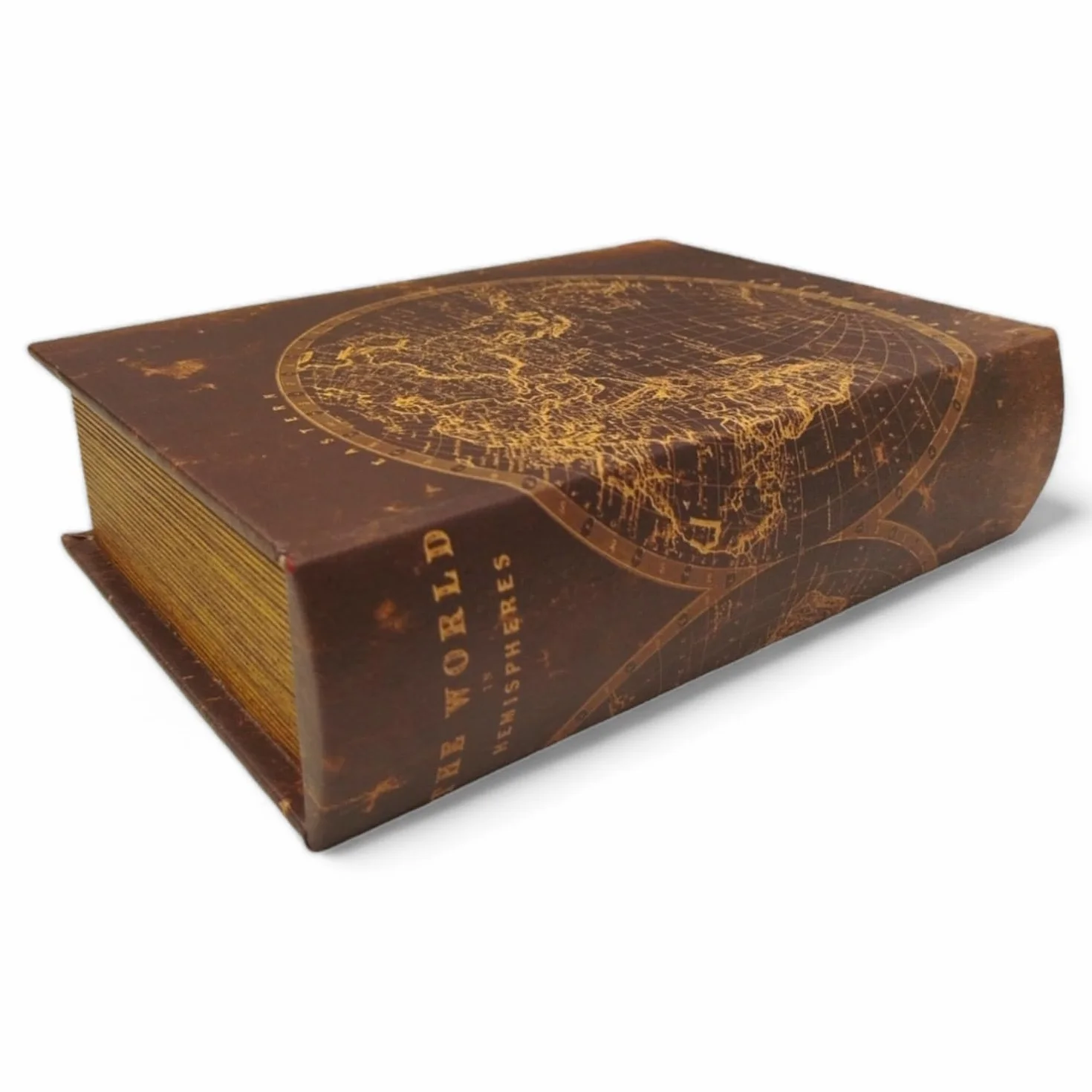 Caja de almacenamiento grande marrón oro para libros y joyas con tapa