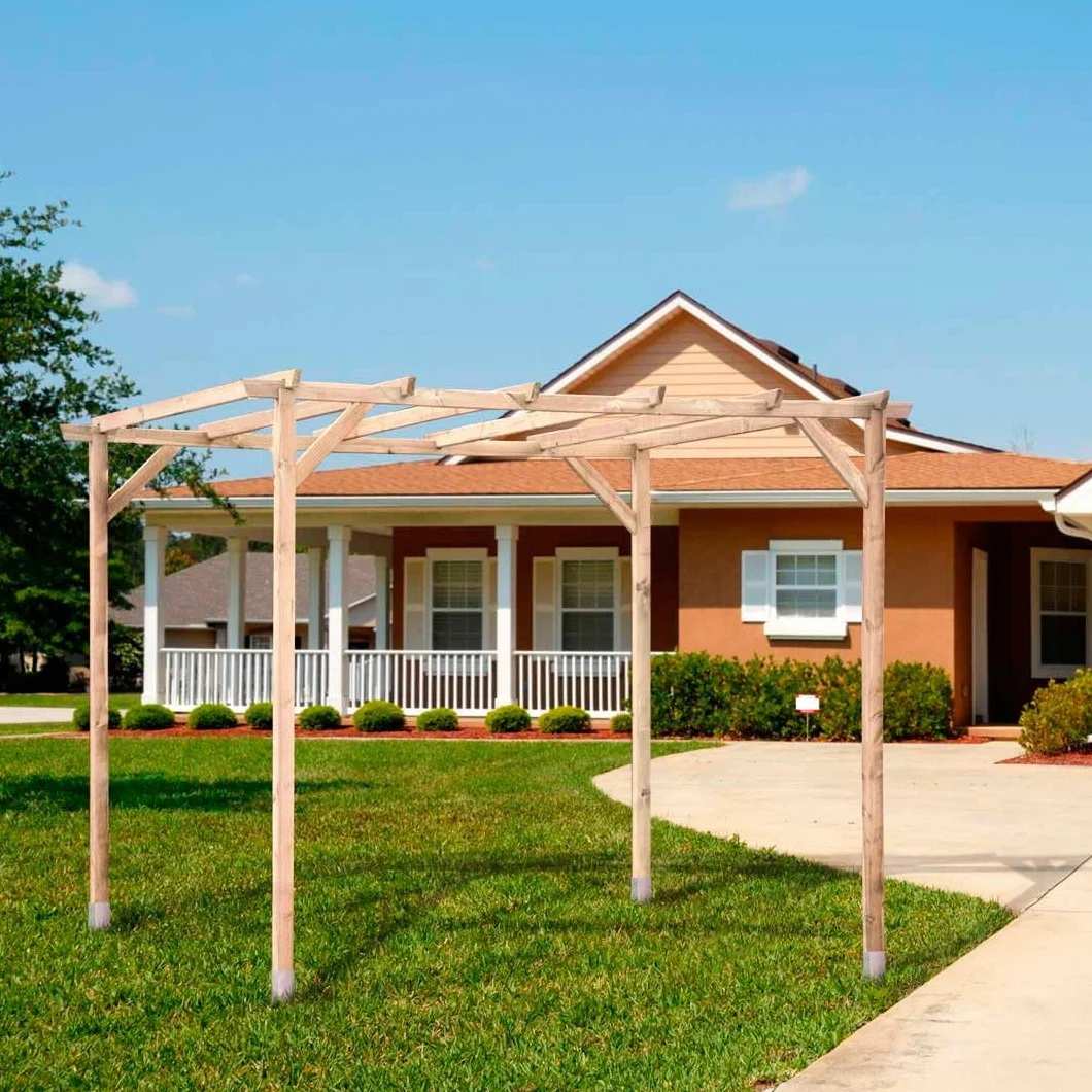 Nortene Kit Pérgola De Madera para Jardín (3x2.5x2.4 M) + Postes (7x7m) | Madera Resistente Tratada En Autoclave 3