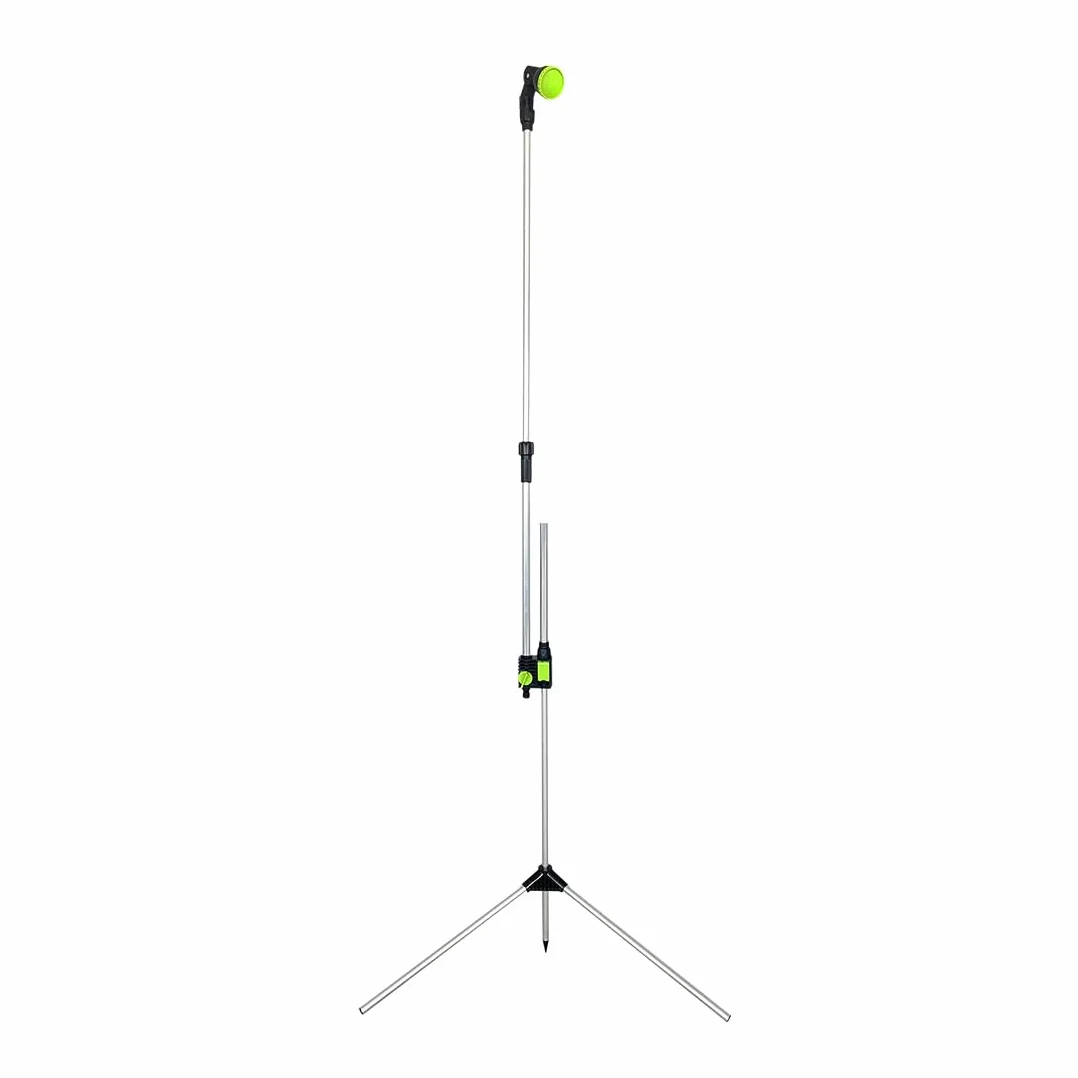 Acomoda Ducha de Jardín de Aluminio Altura Regulable 230 cm Cabezal Rotante 180° Conector Universal