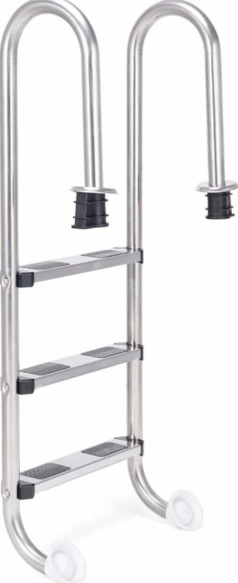 RELAX4LIFE Escalera de Piscina Acero Inoxidable 3 Peldaños Antideslizantes Desmontable 150kg 55x25x132,5cm