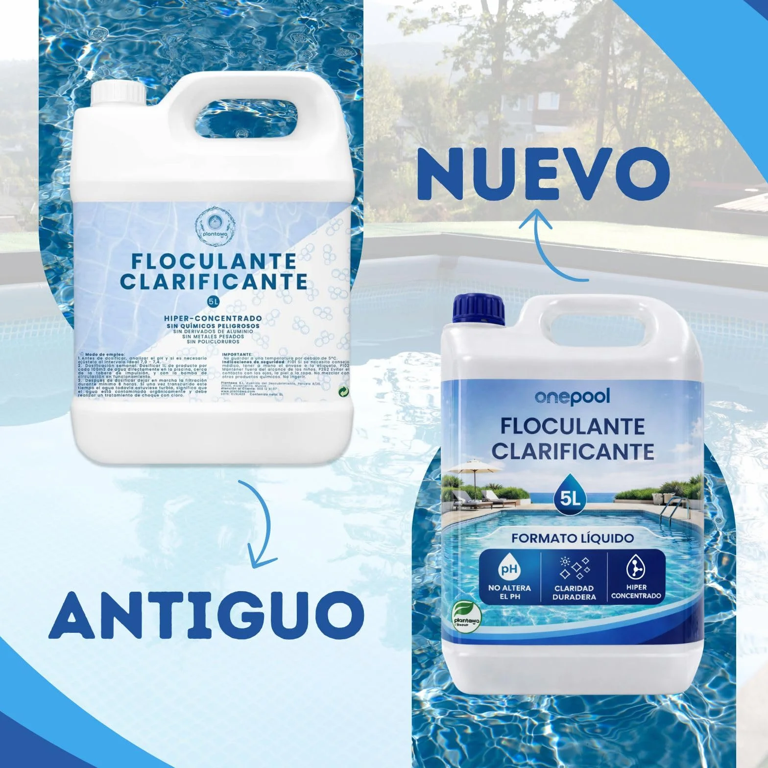 PLANTAWA Floculante Piscina Líquido 5L | Clarificador Agua Turbia