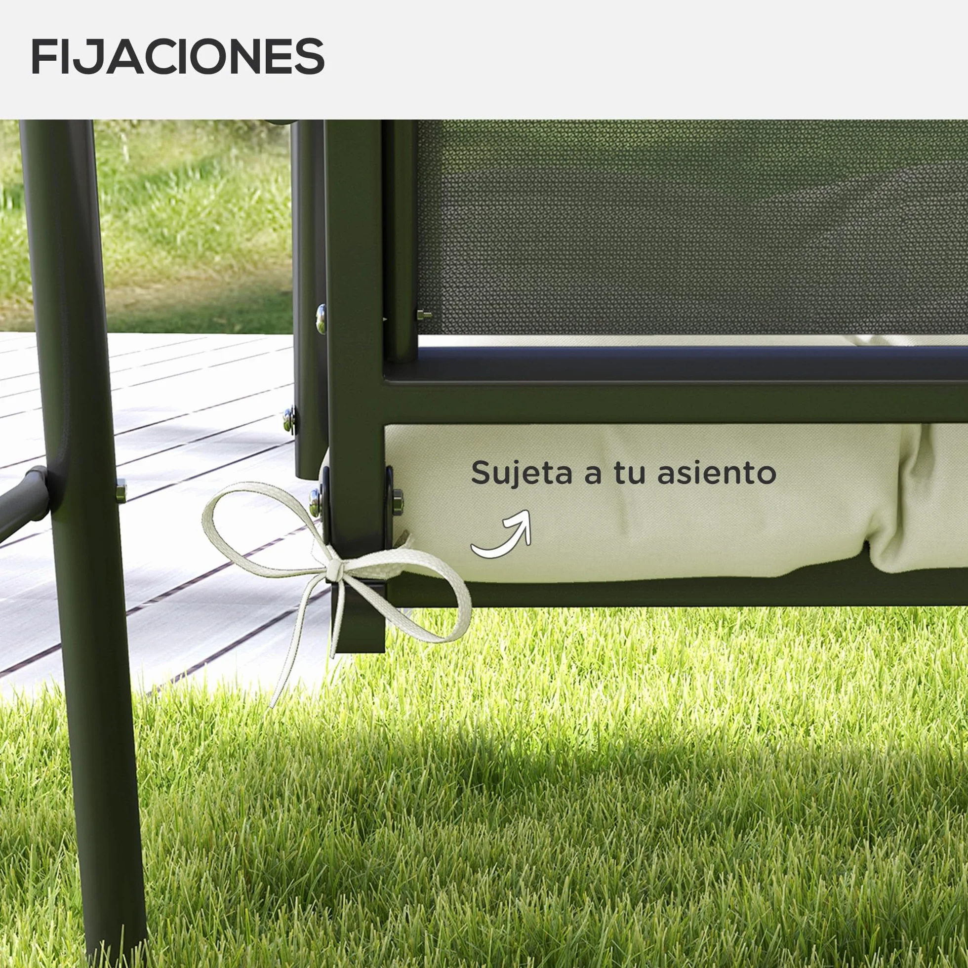 Outsunny Cojín para Banco 128x48x8 cm Impermeable Protección UV 50+ Jardín Terraza Crema