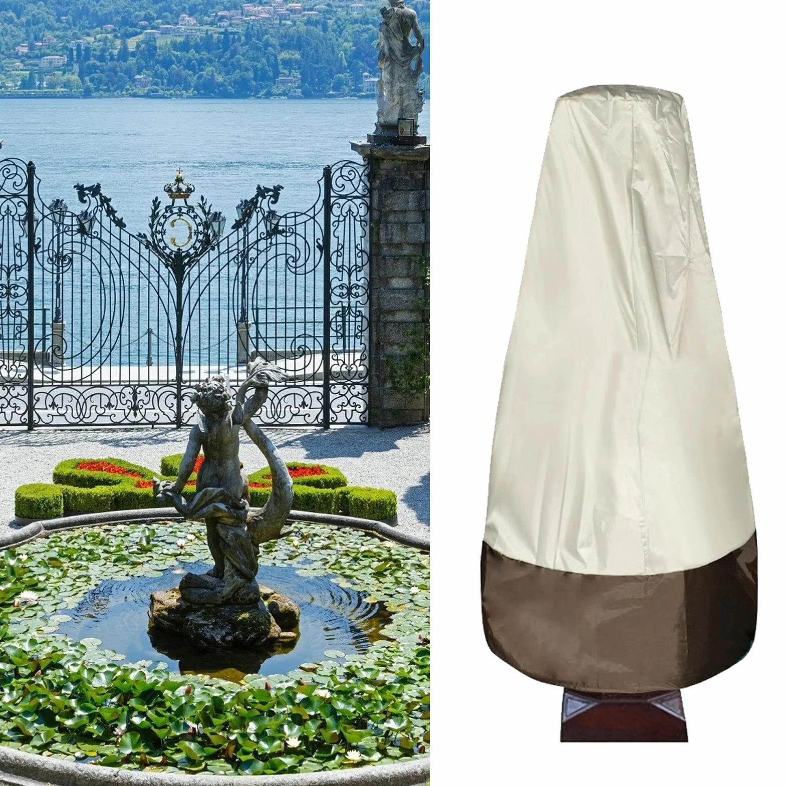 Cubierta protectora para fuente de jardín impermeable Oxford 210D plateado