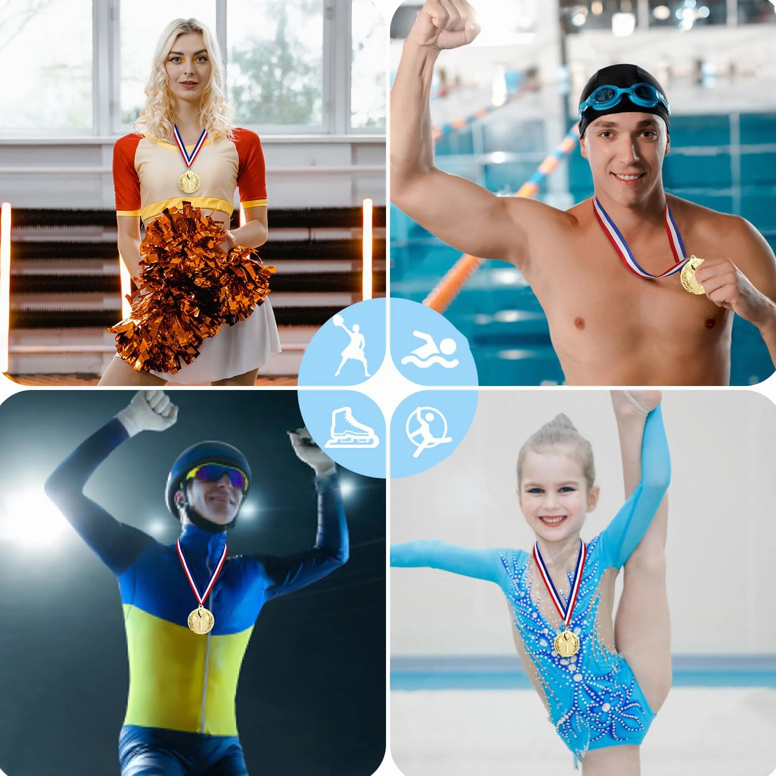 GeeRic 12 Piezas Medallas de Oro para Niños, Fiestas Infantiles y Premios Deportivos