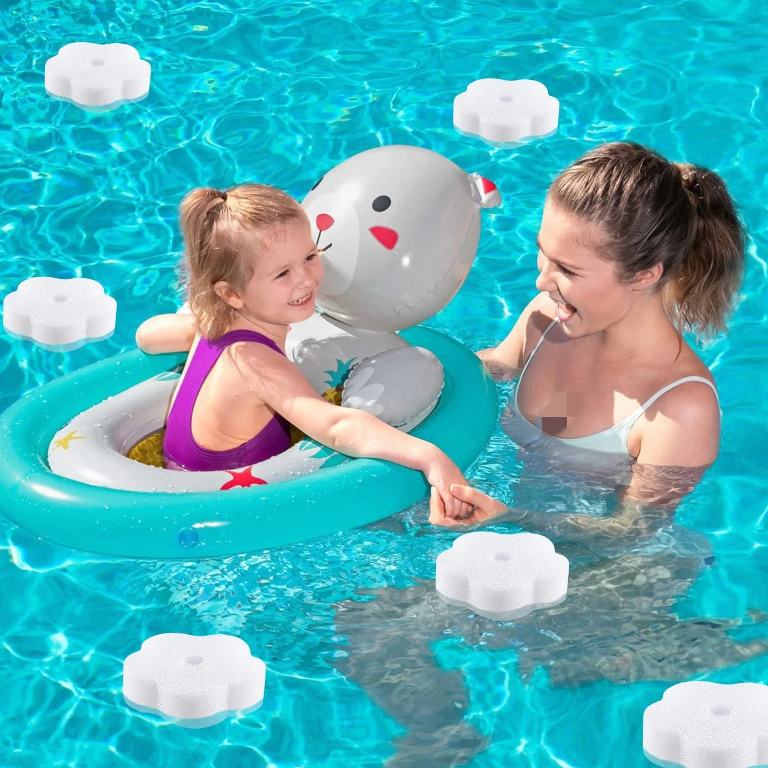 Esponjas Absorbentes Piscina Forma de Flor Absorbe Aceite Grasa Suciedad 12 PCS