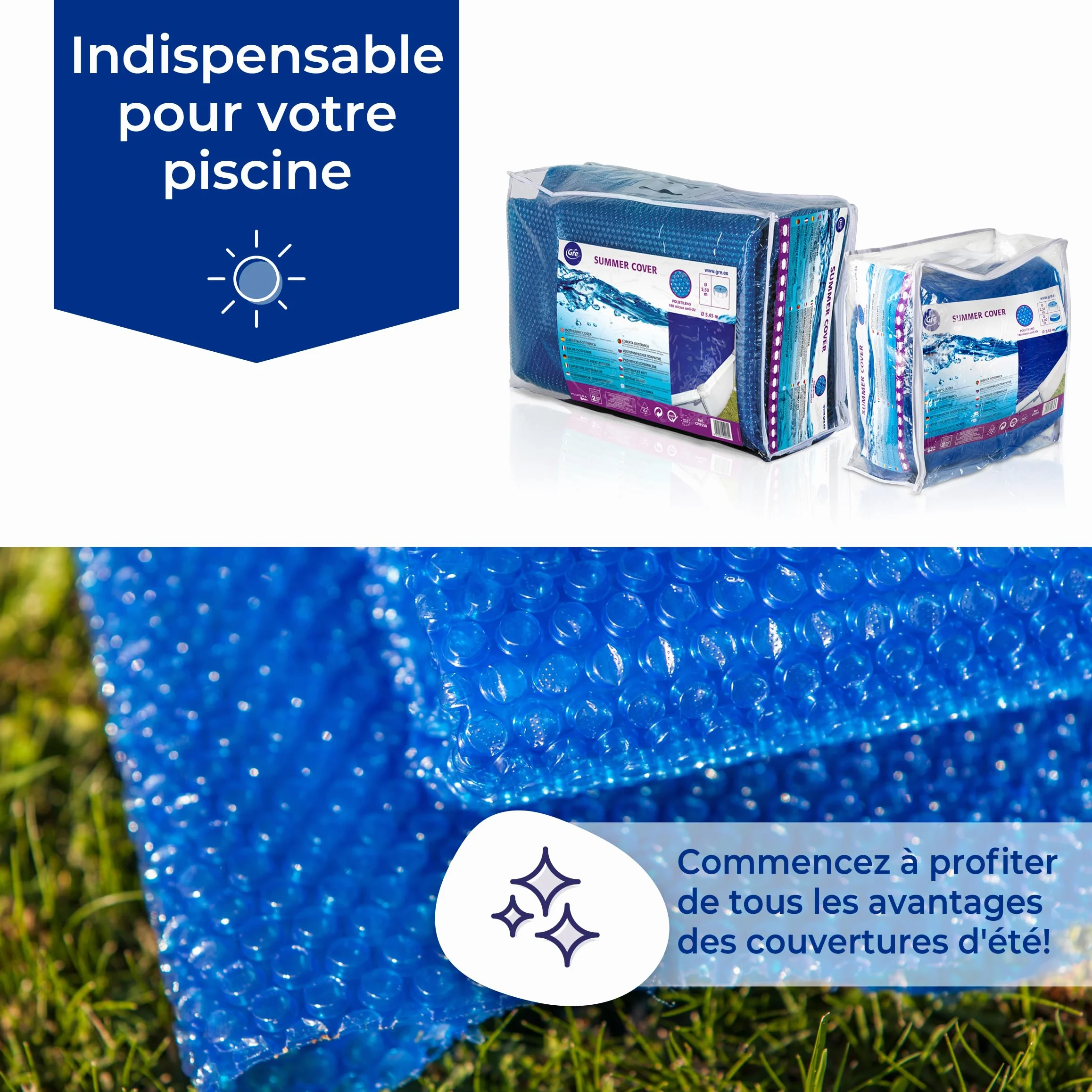 Cobertor de Verano para Piscina Redonda 460 cm Azul