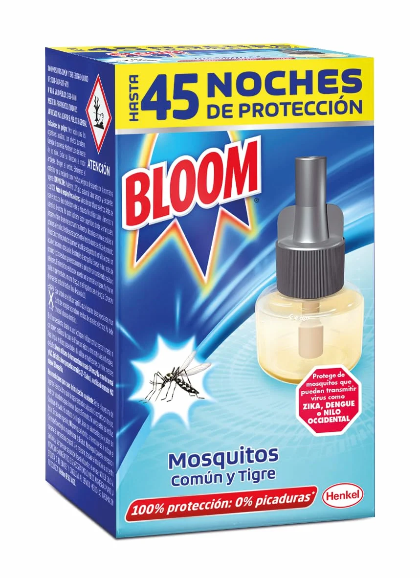 Bloom Líquido Recambio Pack 4 Insecticida Eléctrico Antimosquitos Mosquitos Común Tigre Fórmula Concentrada Sin Perfume
