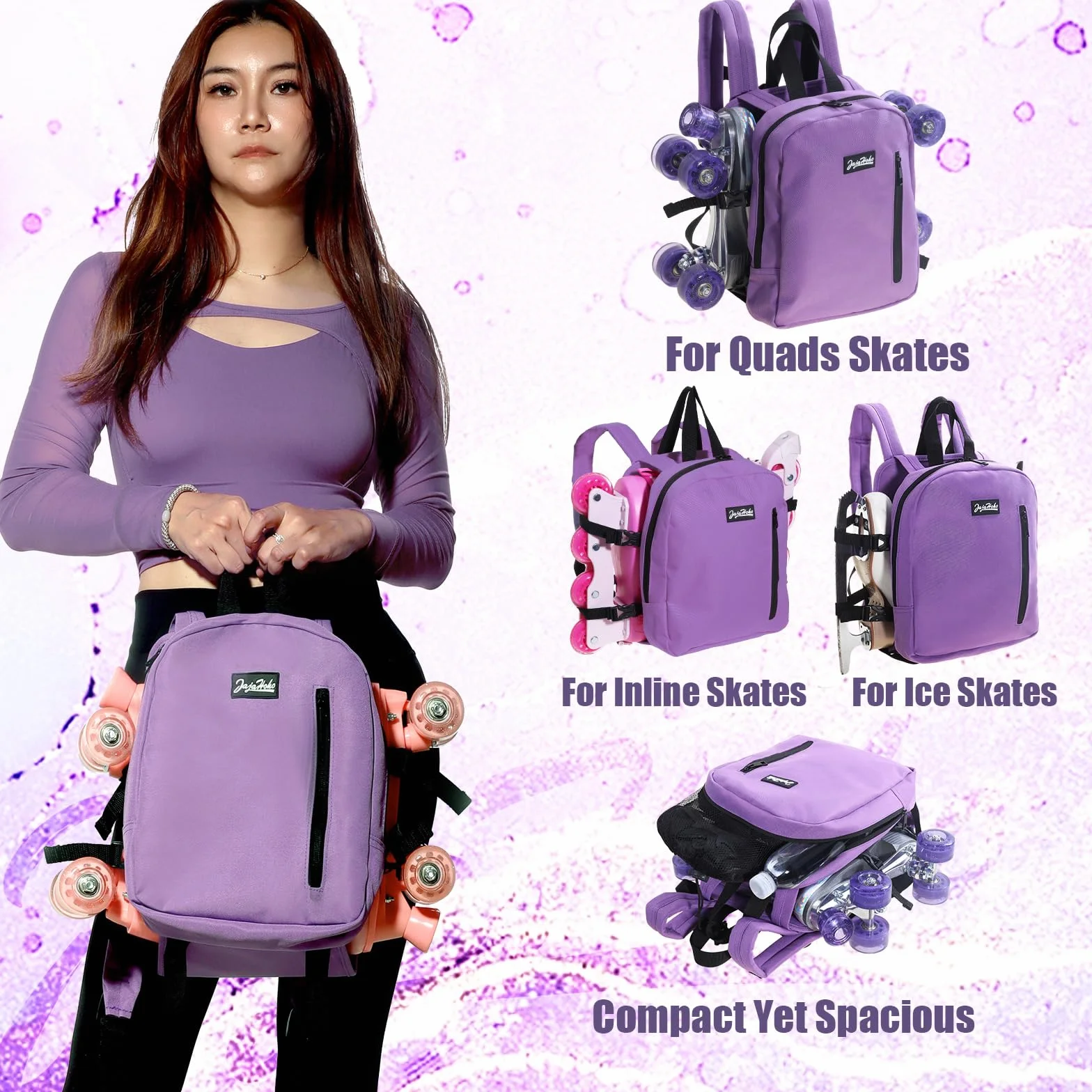 Bolsas de Patines para Mujeres y Hombres, Mochila Deportiva Multifuncional para Patines de Ruedas, Hielo y en Línea