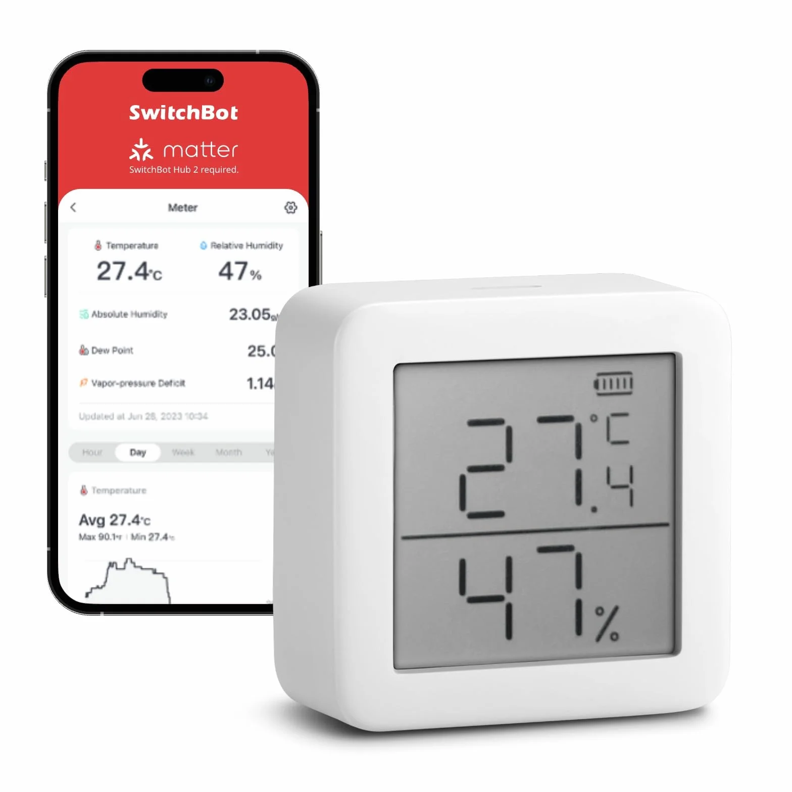 SwitchBot Termohigrómetro Digital Pantalla LCD Sensor Temperatura Humedad Bluetooth Alerta Inteligente