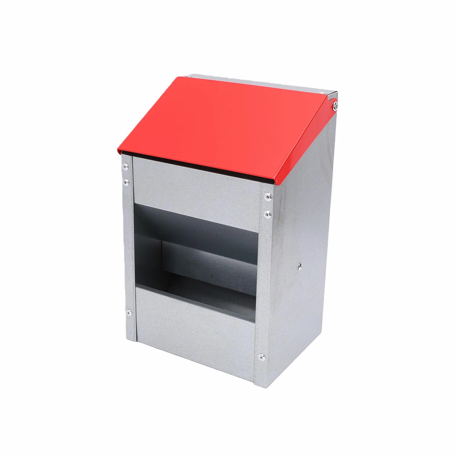 Garsent Alimentador de Pollos Galvanizado para Montaje en Pared, Dispensador Automático de Alimento para Aves de Corral Resistente a la Intemperie, 10 Libras, con Tapa para Gallinero Exterior