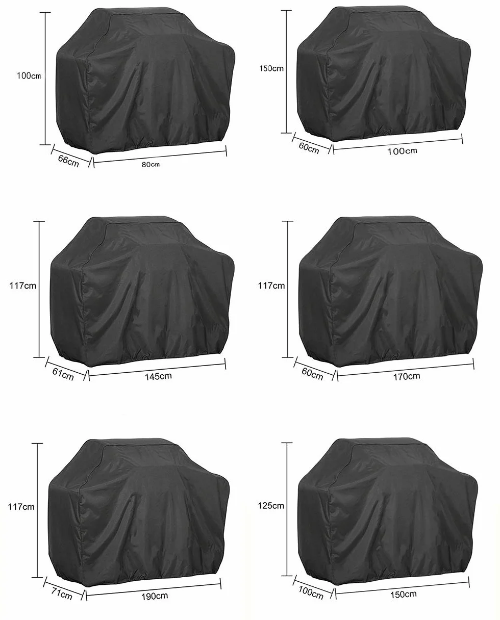 Funda BBQ Exterior 420D 210D, Cubierta Barbacoa Impermeable Antipolvo Lluvia Sol para Jardín Terraza, Negro Gris Marrón(420D Black+,77 * 90)