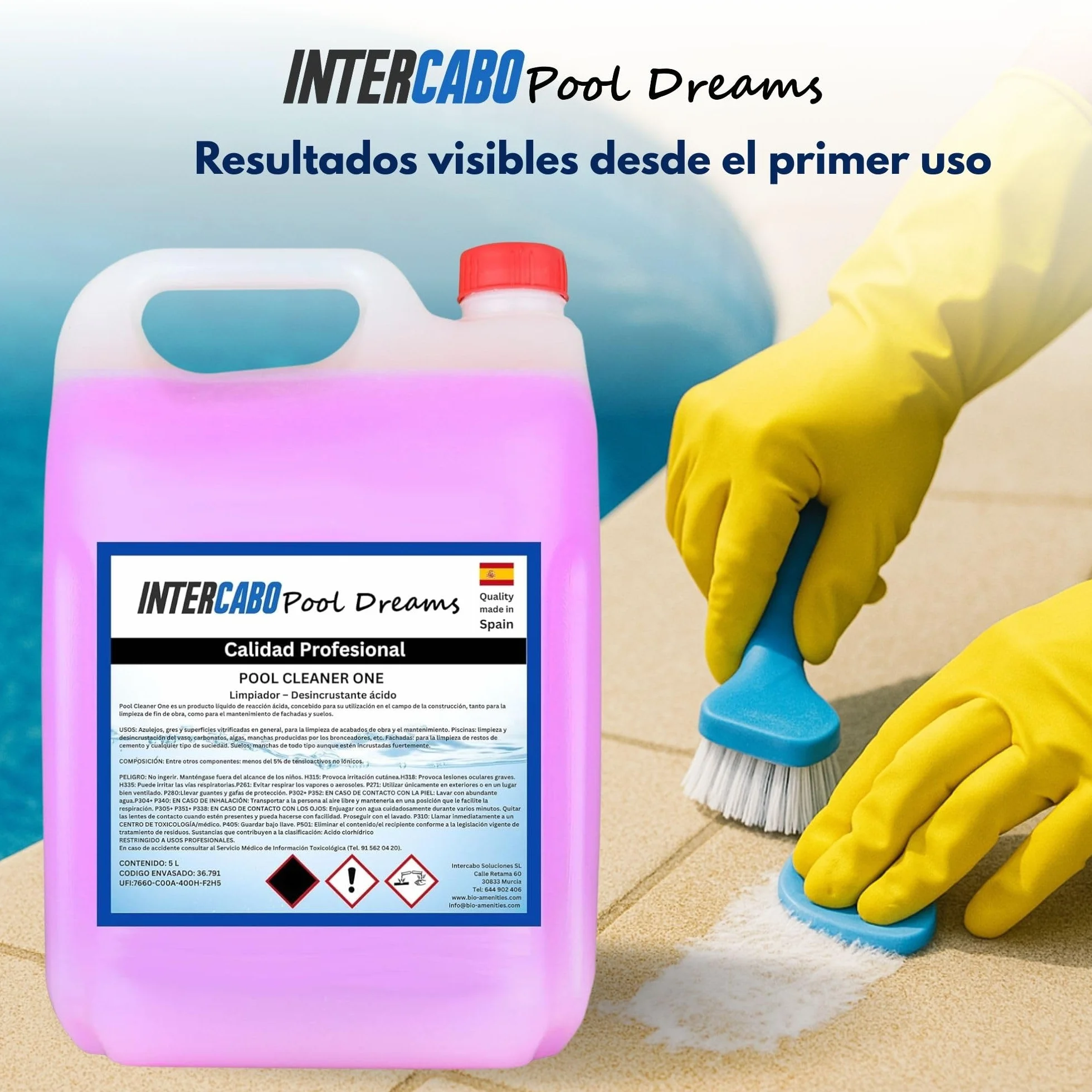 Limpiador Ácido Desincrustante Piscinas 5L – Quitacementos, Elimina Carbonatos y Grasas