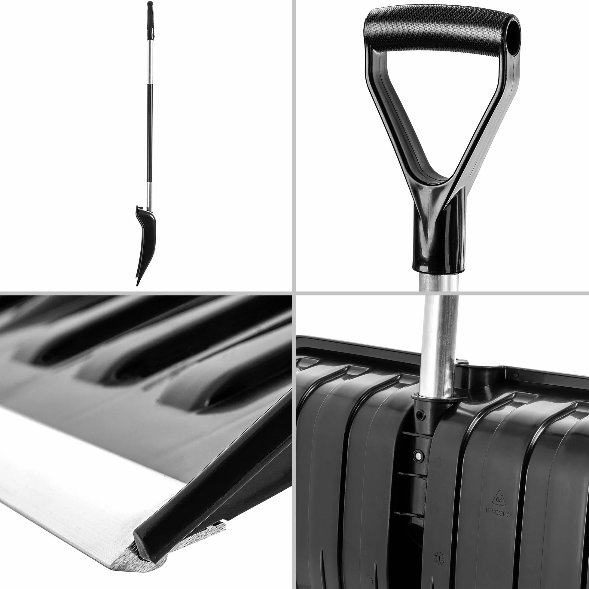 KADAX Pala quitanieves de aluminio 55 x 145 cm negro