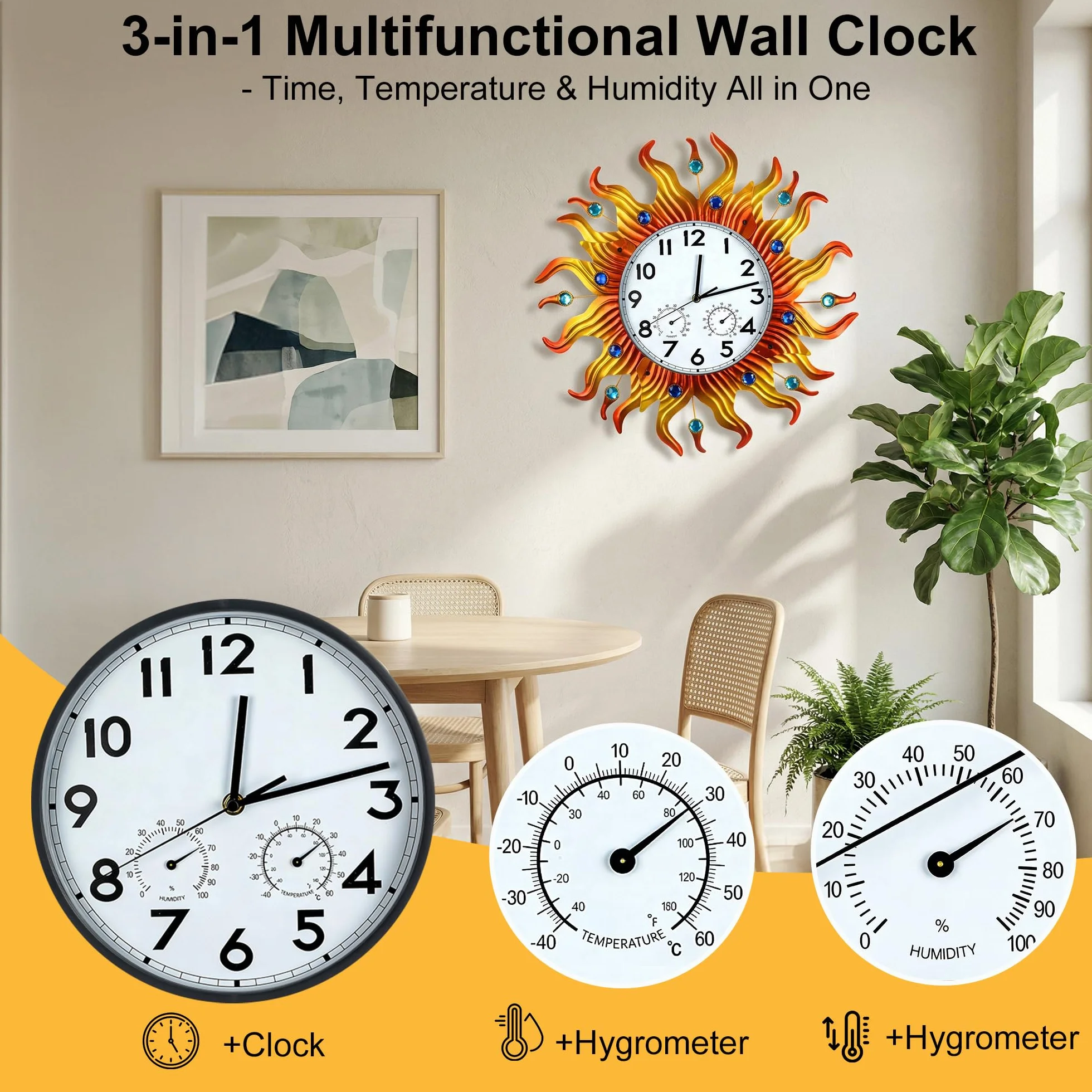 shumi Reloj de sol exterior impermeable con temperatura para patio jardín