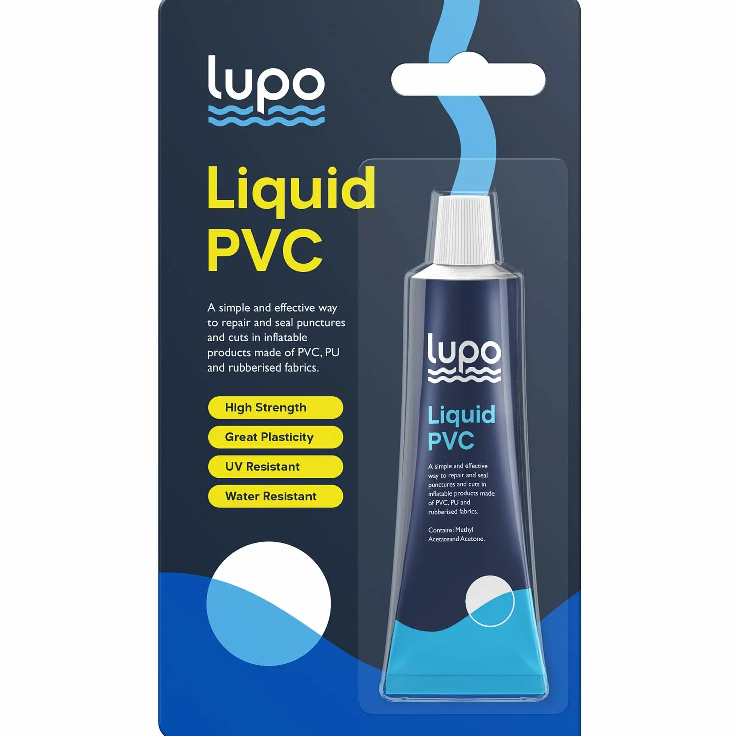 LUPO Kit de reparación para artículos inflables Adhesivo universal piscinas jacuzzis barcos kayaks