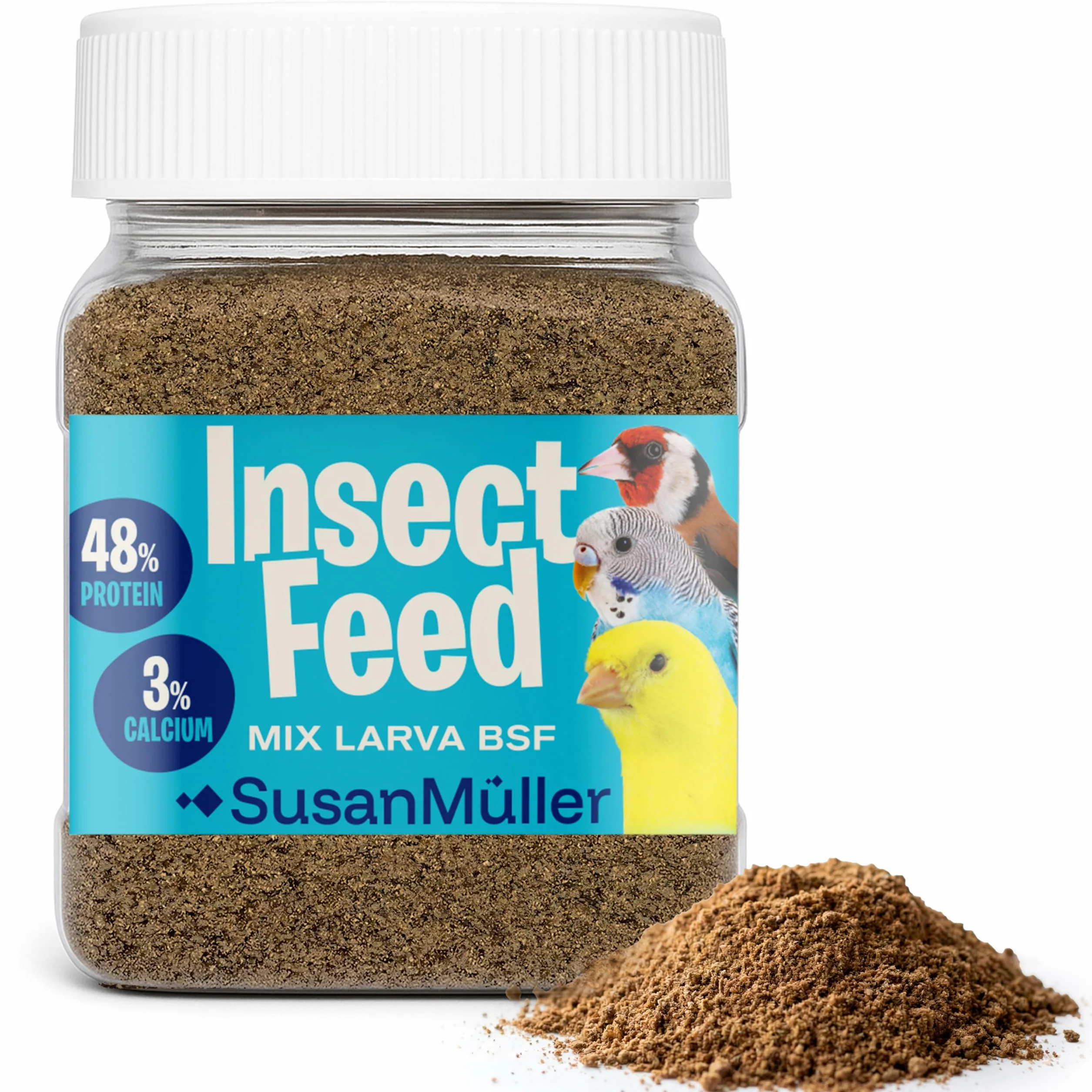 Harina de Larvas de Mosca Soldado Negra para Pájaros – Snack Natural Rico en Proteína y Calcio